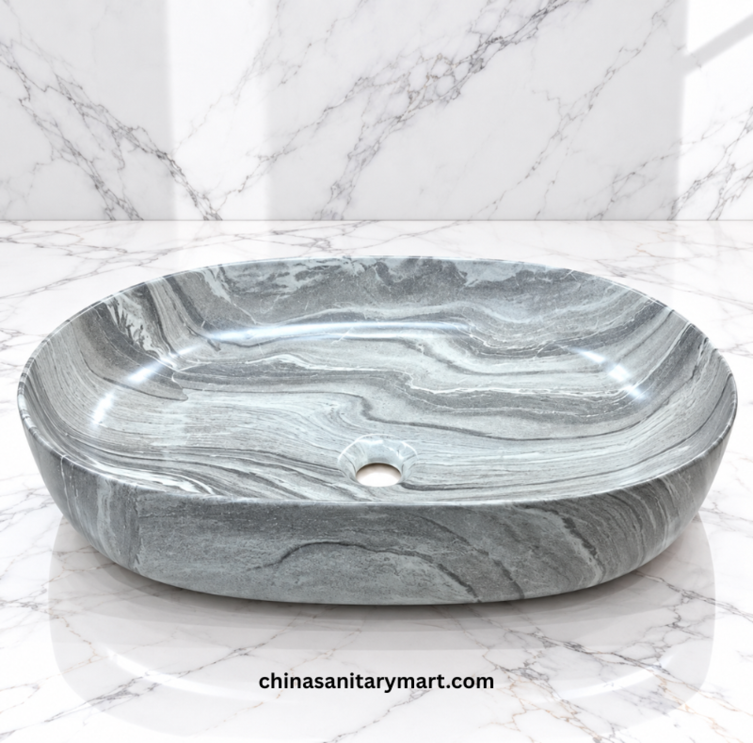 A8310B grey marble shed top basin, 16x23.5 inch grey basin, grey marble countertop wash basin, oval grey top basin, designer marble bathroom basin