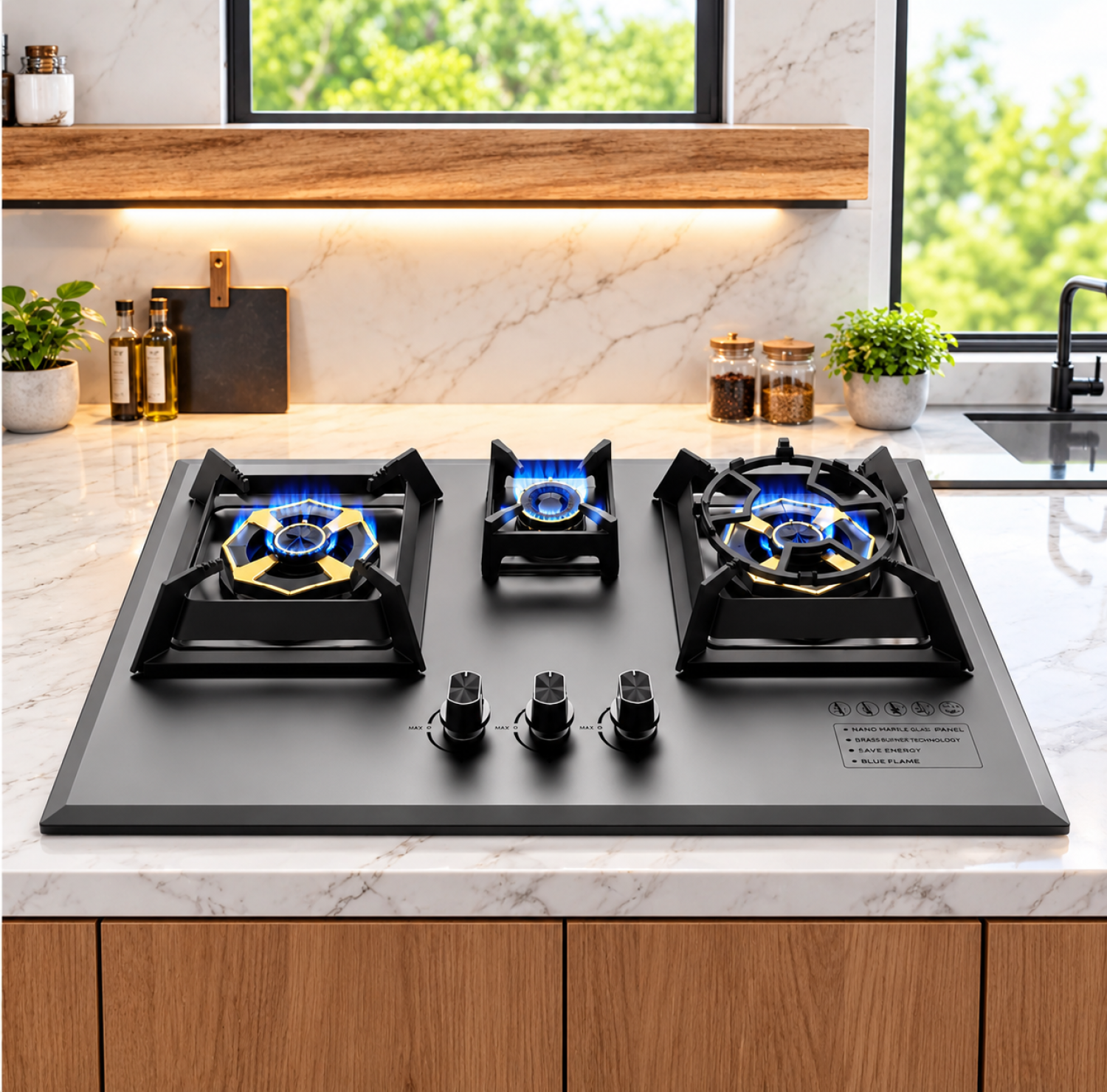 Braun Germany gas stove price in Bangladesh, 12GS matt black hob, built-in hob with FFD safety, 3 burner gas stove Mirpur, copper burner gas cooker Dhaka, China Sanitary Mart kitchen appliances, premium gas stove BD, ceramic panel gas stove