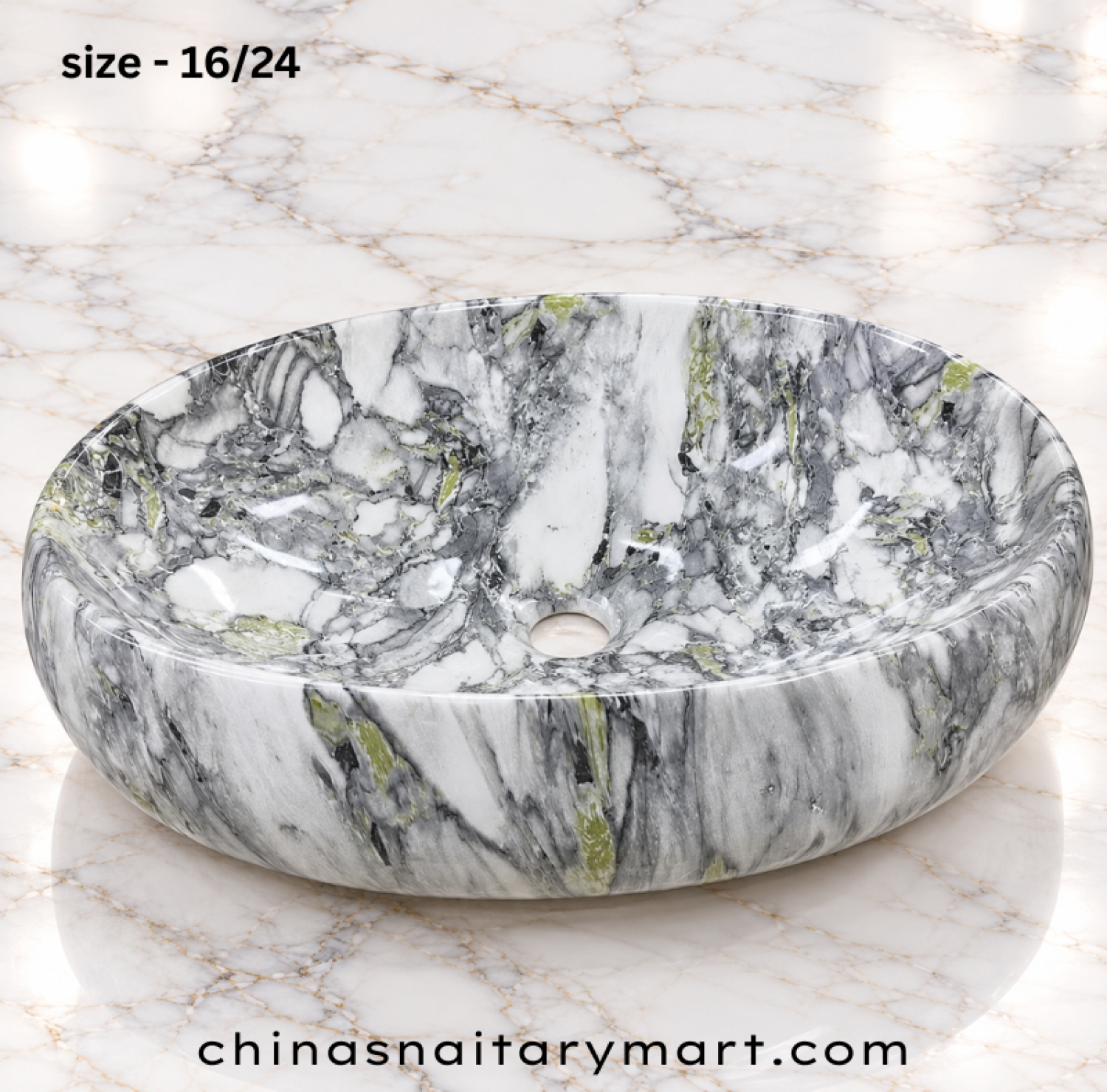 ORI-M396-1 16x24 inch grey marble top basin, oval grey marble wash basin, grey white patterned countertop basin, glossy designer oval basin, modern bathroom top basin