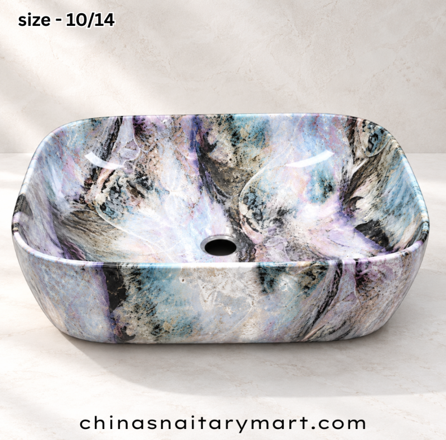 Exclusive marble basin 1014, cosmic vein wash basin, dark marble countertop, vanity basin with cosmic veins, luxury bathroom sanitary ware, China Sanitary Mart, premium ceramic wash basin, modern vanity bowl, black marble basin