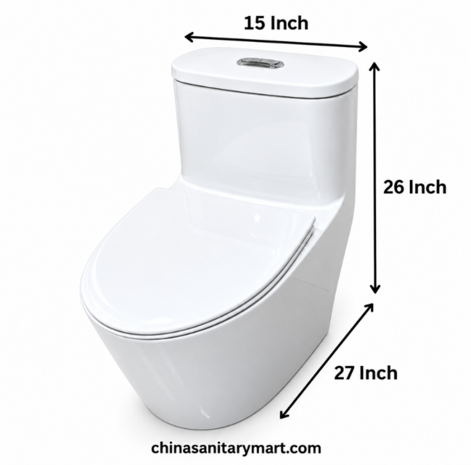 W-211 one piece commode, glossy white toilet, 27x15x26 inch floor mounted commode, modern dual flush toilet, white ceramic bathroom toilet Bangladesh