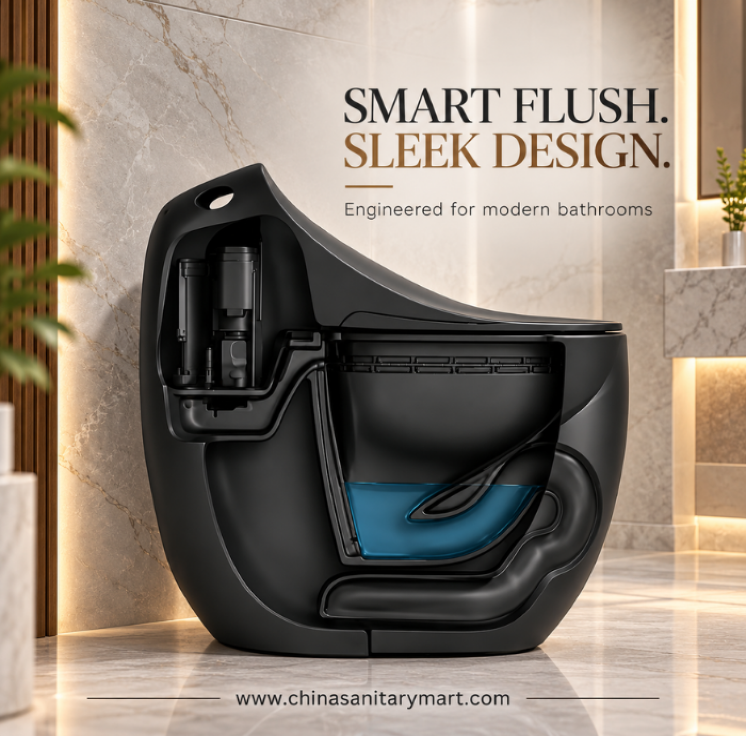 W-D02B matte black egg shape commode, black one piece toilet, modern egg shaped bathroom commode, matte black toilet with integrated cistern, contemporary bathroom sanitary ware