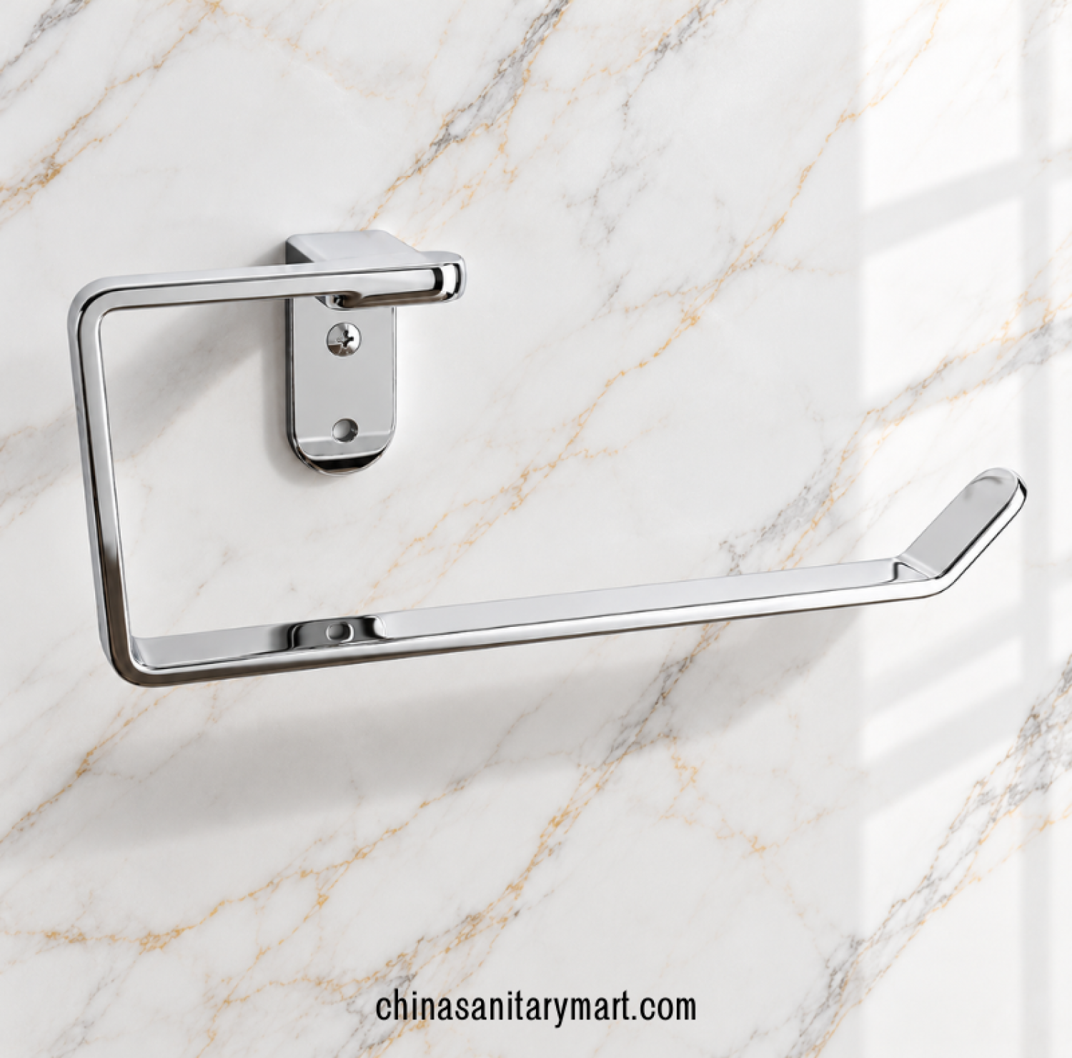 premium chrome towel arm, polished chrome wall mounted towel holder, modern bathroom towel hanger, geometric towel arm, chrome hand towel holder, bathroom accessories Bangladesh