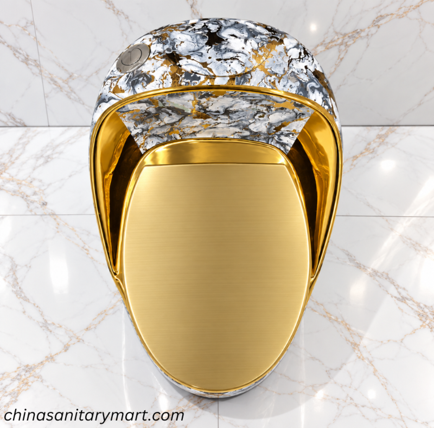 Ori 3047G-5 Tornado and Jet Flush commode, golden designer toilet, gold and marble pattern commode, luxury bathroom toilet, premium golden commode Bangladesh
