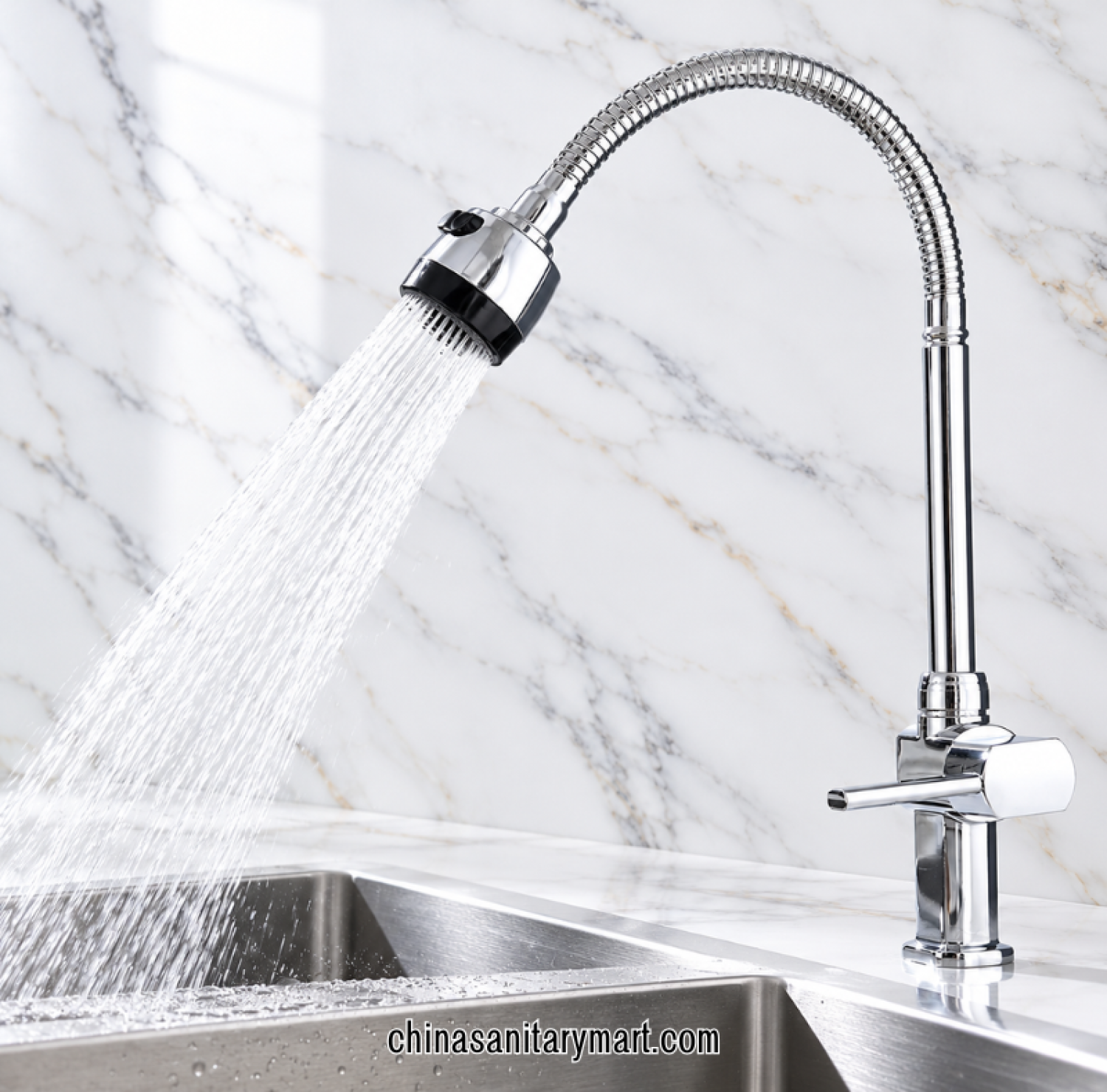 bendable sink tap, chrome kitchen faucet with flexible hose, adjustable spout sink tap, flexible chrome sink mixer, modern kitchen sink fitting