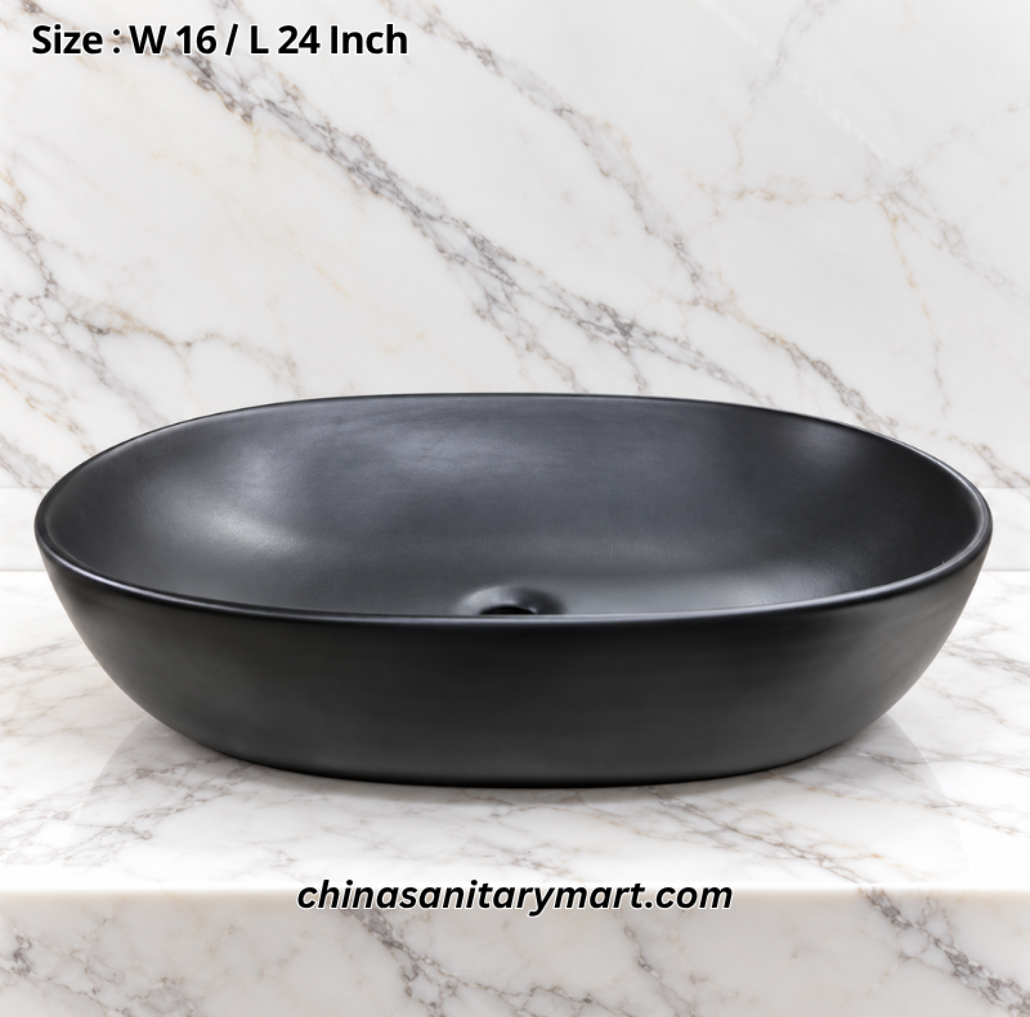 16x24 inch matte black top basin, oval black countertop wash basin, matte black bathroom basin, modern oval vanity basin, black top basin for contemporary bathrooms