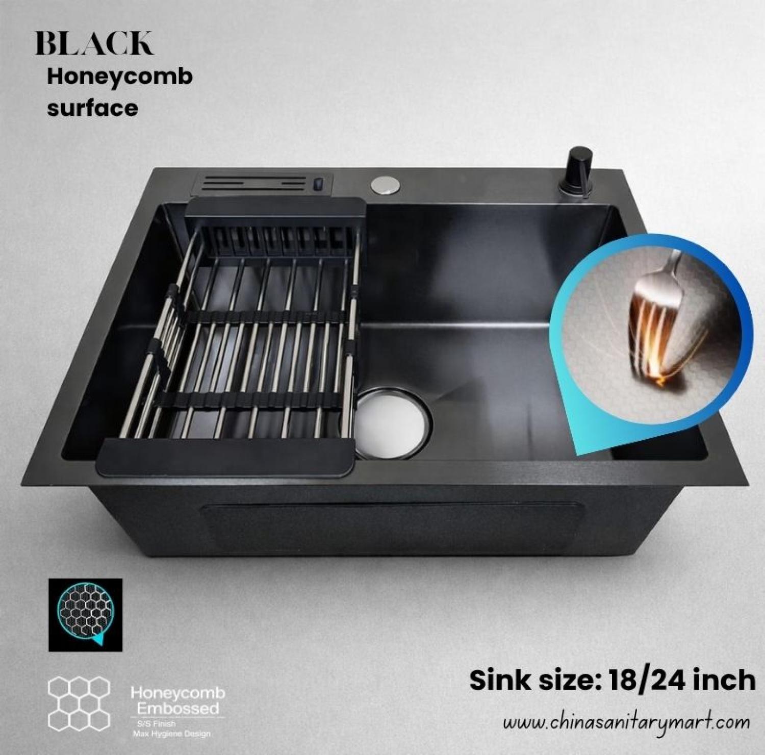 sink,kitchensink,blacksink,sinkcombo,24inchsink,handmadesink, 18/24 inch sink black,