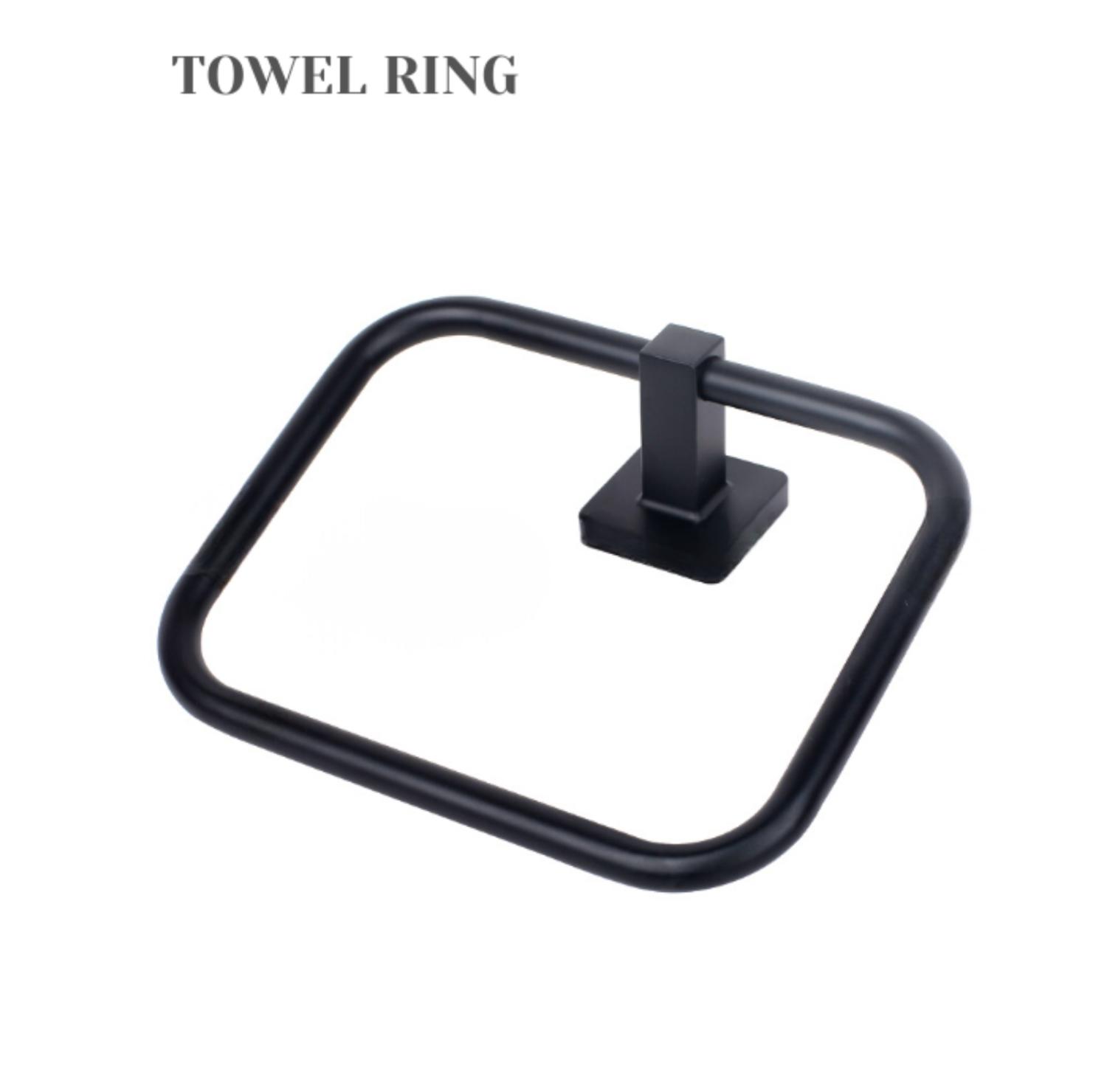 Towel Ring, Bathroom Accessories, Matte Black Hardware, Wall Mounted, Square Towel Holder, Sanitary Items, Home Decor