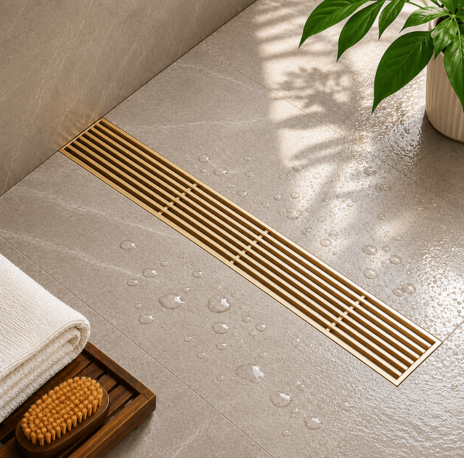 SS Bathroom Drain, Light Gold Floor Drain, 12x3 Inch Drain, FT Net Drain, Stainless Steel Drain, Linear Floor Drain, Gold Bathroom Drain, Matte Light Gold Drain, Shower Drain, Bathroom Accessories, Anti Clog Drain, Hair Catcher Drain