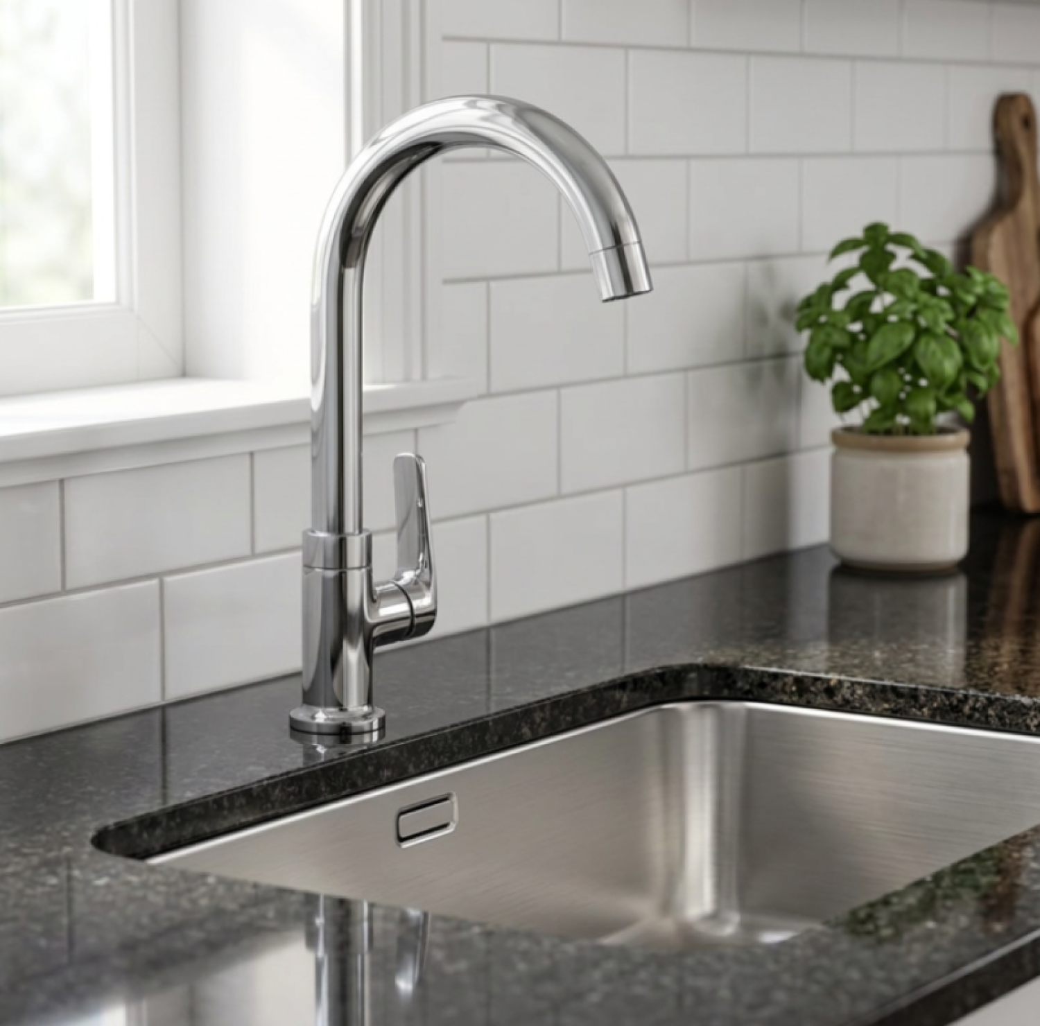 Nushan Sink Tap, MBPC-716, Deck Mount Sink Tap, Kitchen Faucet, Kitchen Tap Bangladesh, Brass Kitchen Faucet, Chrome Sink Tap, Kitchen Mixer Tap, High Arc Kitchen Faucet, Modern Kitchen Tap, Premium Kitchen Faucet