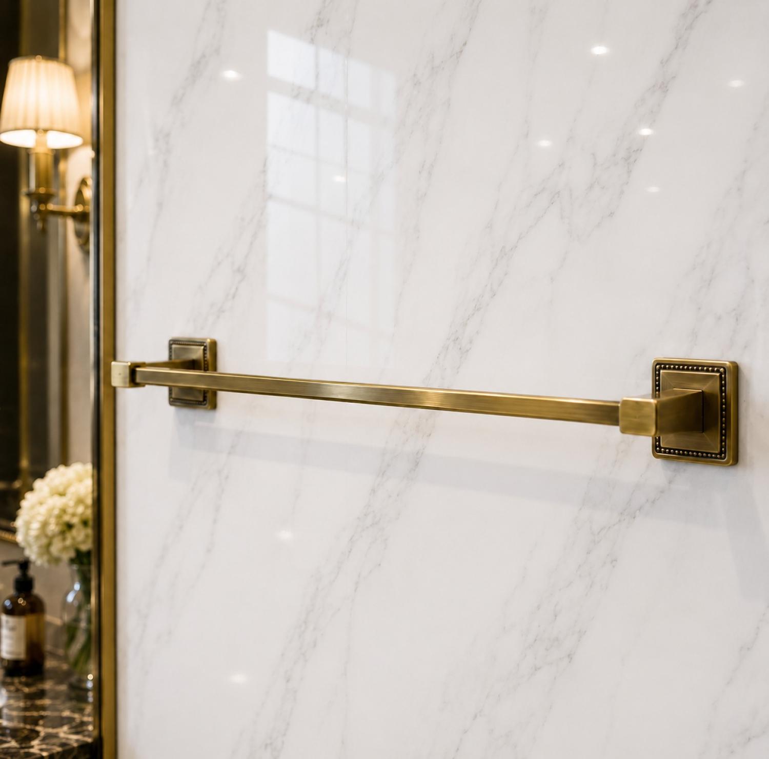 Dark Matte Golden Towel Rail, Single Towel Rail 25 Inch, Brass Towel Holder, Golden Towel Bar, Bathroom Towel Rail, Luxury Bathroom Accessories, Matte Gold Towel Rack, Wall Mounted Towel Rail, Premium Brass Towel Holder