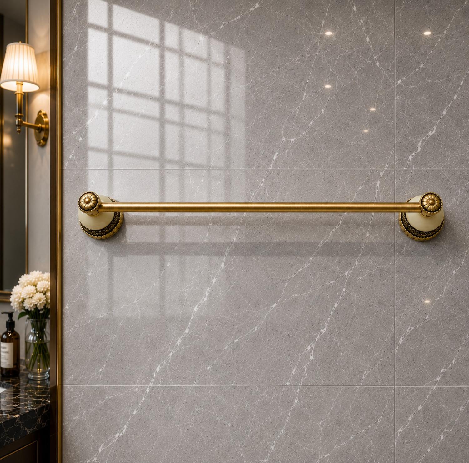 Antique Marble Towel Rail, 24 Inch Towel Rail, Antique Gold Towel Holder, Luxury Towel Rail, Brass Towel Bar, Bathroom Towel Holder, Wall Mounted Towel Rail, Antique Bathroom Accessories, Classic Towel Rack, Premium Bathroom Hardware