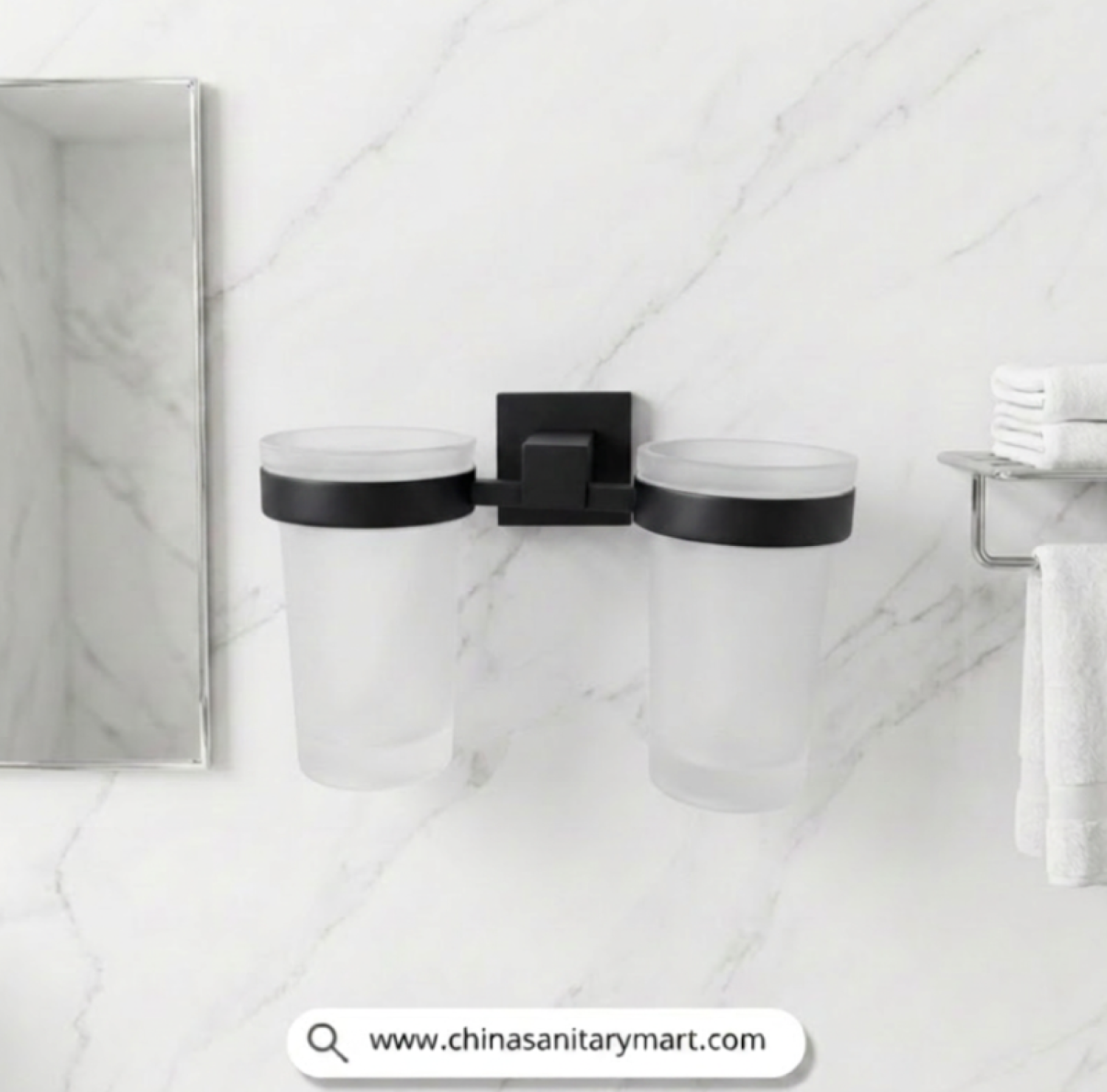 IM Double Brush Holder Matte Black, Matte Black Brush Holder, Double Toothbrush Holder, Wall Mounted Toothbrush Holder, Frosted Glass Tumbler Holder, Dual Cup Brush Holder, Matte Black Bathroom Accessories, Modern Bathroom Organizer