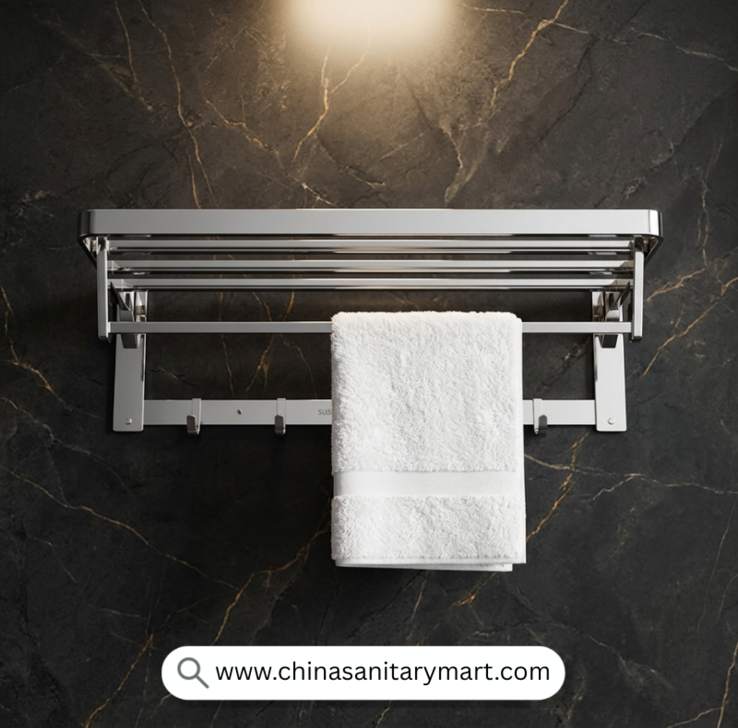 CT Towel Rack CP Color, Chrome Polish Towel Rack, CP Towel Rack, Wall Mounted Towel Rack, Stainless Steel Towel Rack, Towel Rack with Hooks, Bathroom Towel Shelf, Luxury Bathroom Accessories, Chrome Bathroom Hardware, Modern Towel Organizer