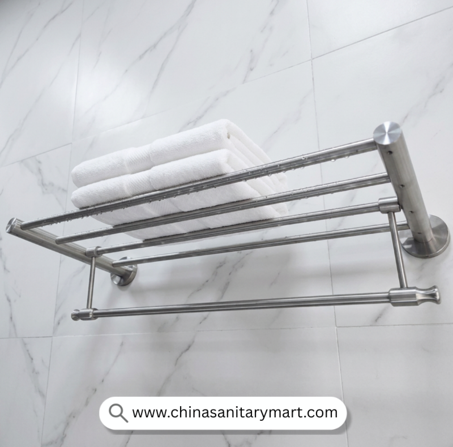 FT Towel Rack Matte Round, Matte Stainless Steel Towel Rack, Round Towel Rack, Wall Mounted Towel Rack, Stainless Steel Towel Shelf, Bathroom Towel Organizer, Towel Rack with Bar, Modern Bathroom Accessories, Premium Towel Holder