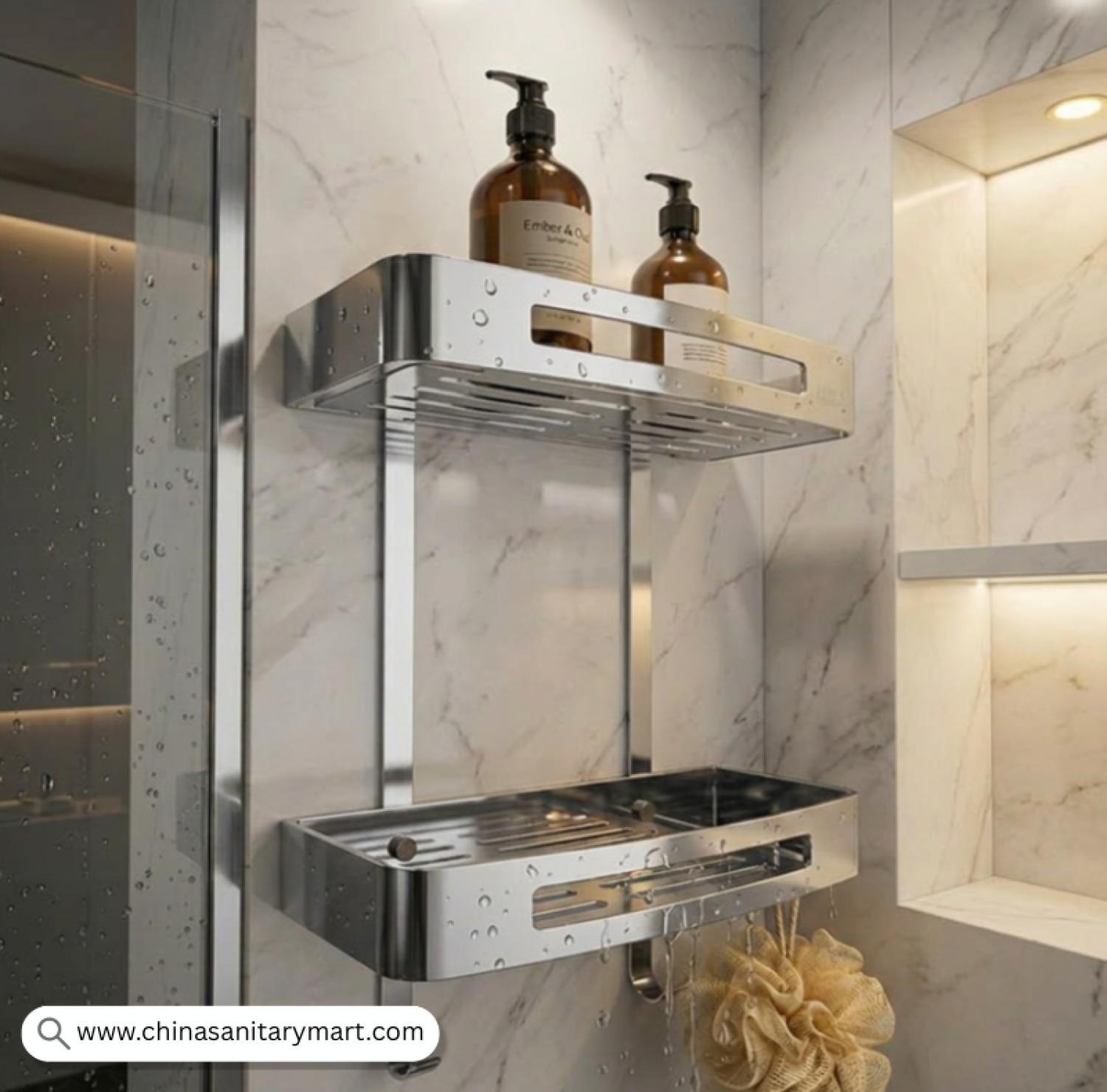 Two Part Wall Shelf CP, Chrome Bathroom Shelf, Chrome Shower Shelf, Dual Tier Bathroom Shelf, Wall Mounted Shower Organizer, Chrome Bathroom Accessories, Two Tier Shower Caddy, Bathroom Storage Shelf, Chrome Wall Shelf