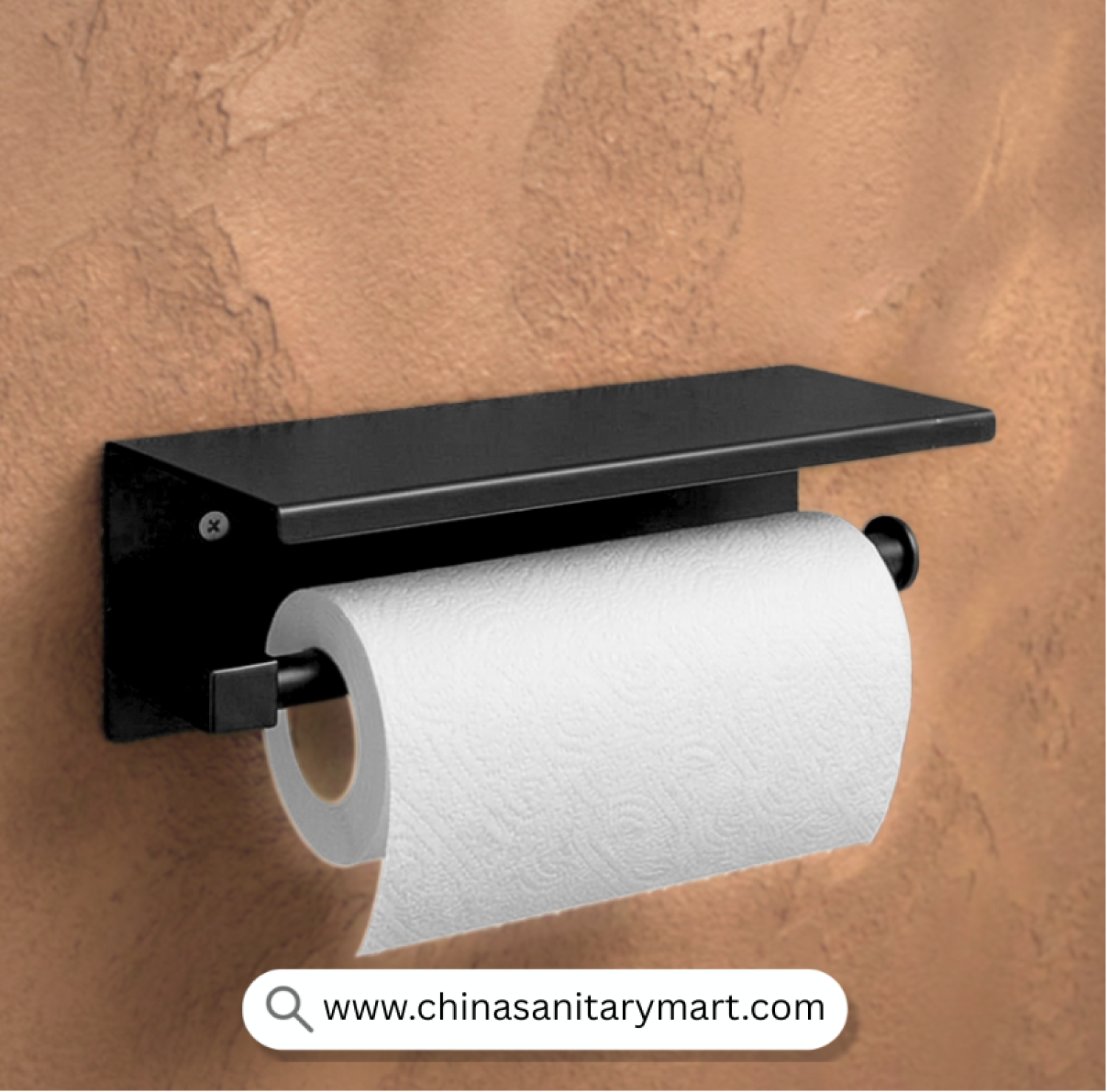 Kitchen Towel Paper Arm, Kitchen Paper Holder, Matte Black Kitchen Towel Holder, Stainless Steel Paper Towel Holder, Wall Mounted Kitchen Towel Holder, Kitchen Roll Holder with Shelf, Open Arm Paper Holder, Paper Towel Dispenser