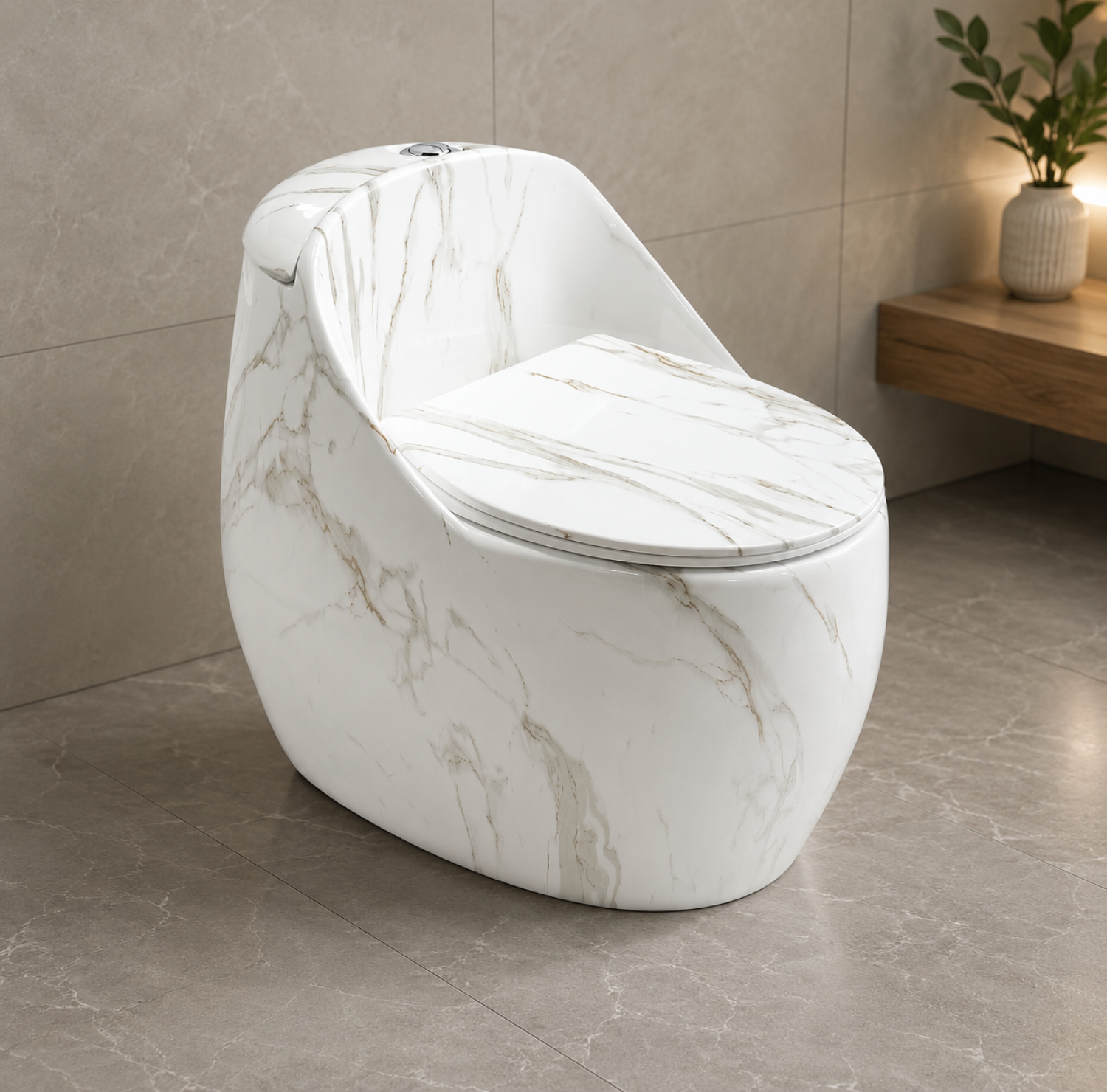 Marble Shade High Commode, M2031C Toilet, White Marble Commode, Ceramic Toilet Bangladesh, Dual Flush Toilet,
