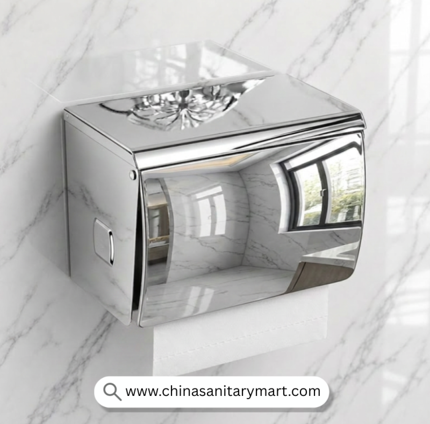 SUK Tissue Box CP, Tissue Box CP, Chrome Tissue Box, Stainless Steel Tissue Holder, Covered Tissue Holder, Toilet Paper Holder, Bathroom Tissue Box, Wall Mounted Tissue Holder