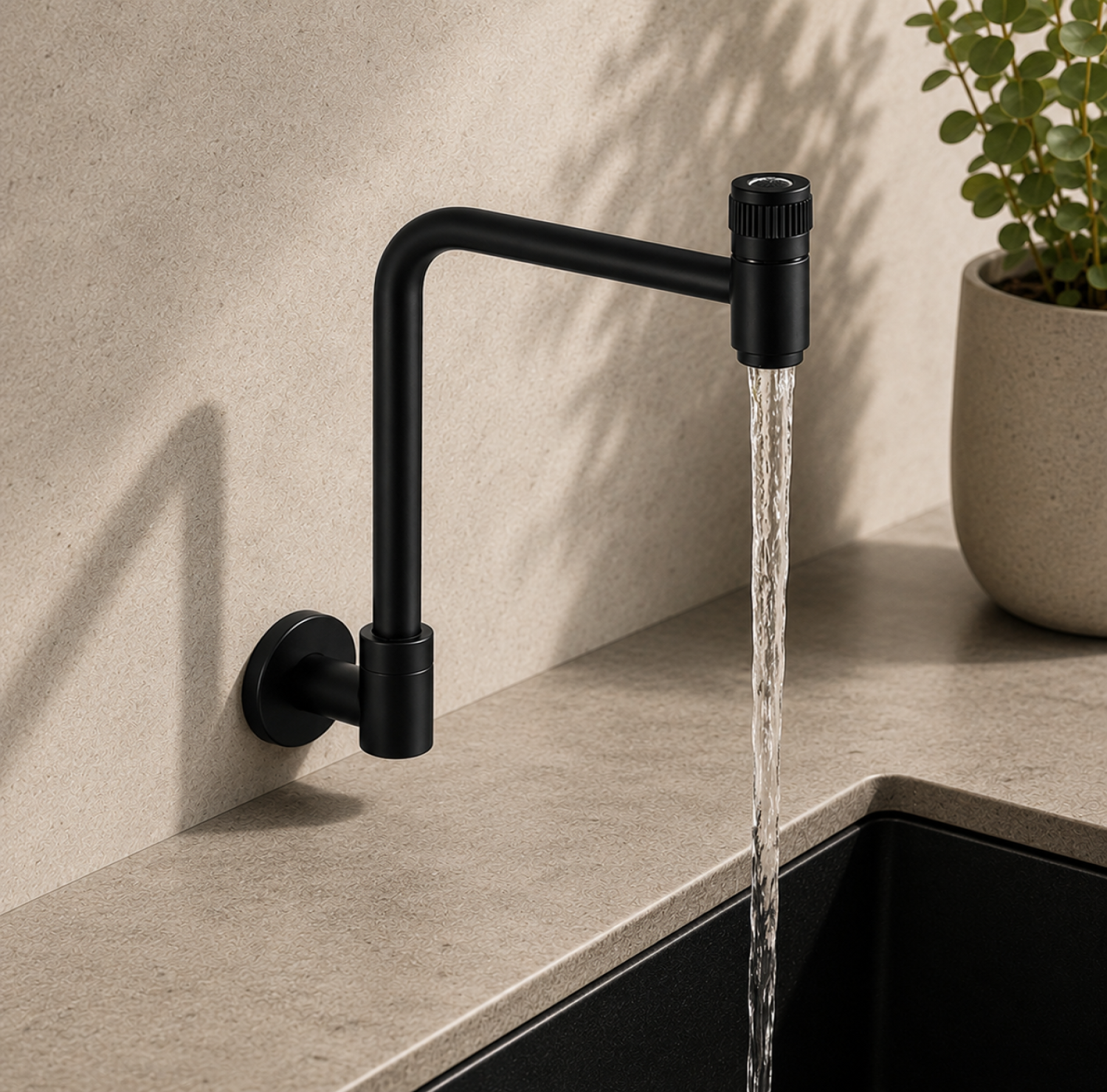 sink tap, kitchen sink tap, bathroom sink tap, stainless steel sink tap, black sink tap, matte black sink tap, wall mounted sink tap,