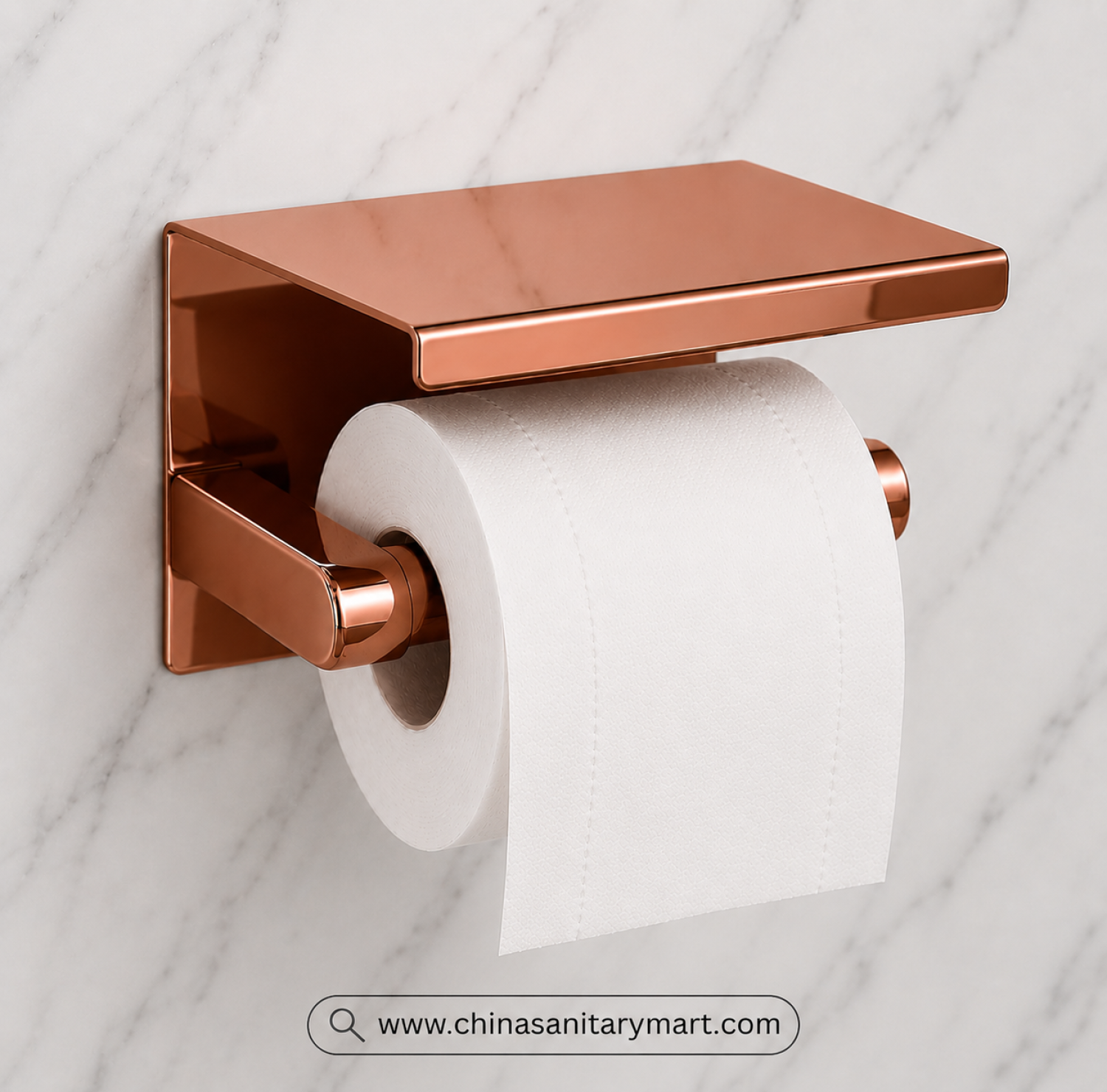 SS Open Tissue Holder Rose Gold, Rose Gold Tissue Holder, Toilet Paper Holder with Shelf, Stainless Steel Tissue Holder, Open Tissue Holder, Rose Gold Bathroom Accessories, Luxury Tissue Holder