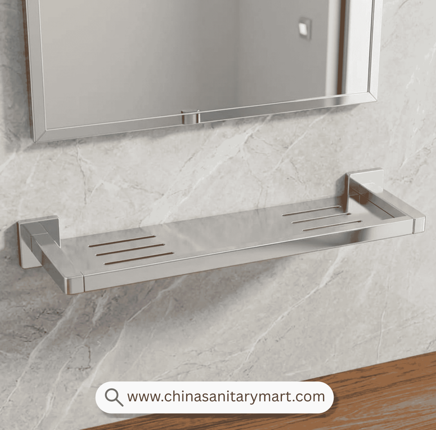Mecan CP Brass Basin Shelf, Brass Basin Shelf, CP Basin Shelf, Chrome Basin Shelf, Bathroom Brass Shelf, Wall Mounted Basin Shelf, Basin Shelf Bangladesh, Chrome Bathroom Shelf