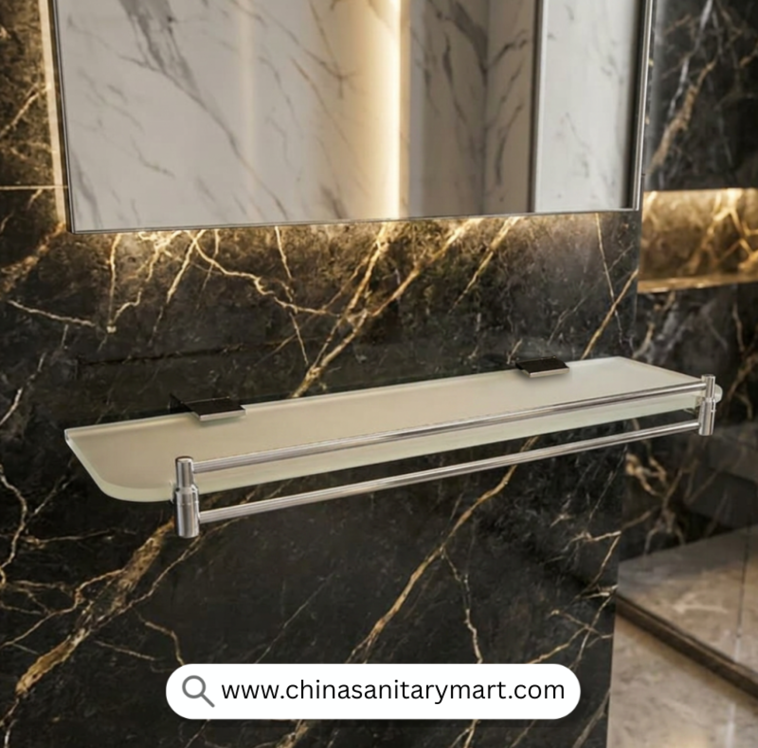 MQ Basin Shelf Heavy, Basin Shelf Heavy, Glass Basin Shelf, Bathroom Glass Shelf, Wall Mounted Basin Shelf, Stainless Steel Basin Shelf, Basin Shelf with Rail, Bathroom Shelf Bangladesh
