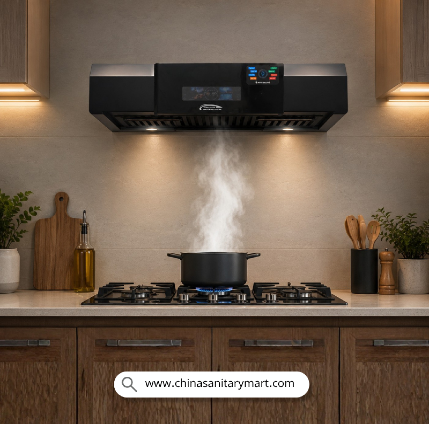 Black & Decker 13SH, Black and Decker Kitchen Hood BD, Touchless Kitchen Chimney, Motion Sensor Kitchen Hood, 30 Inch Inverter Chimney, Black & Decker 13SH Price in Bangladesh, Smart Kitchen Exhaust Fan, Luxury Kitchen Appliances BD.