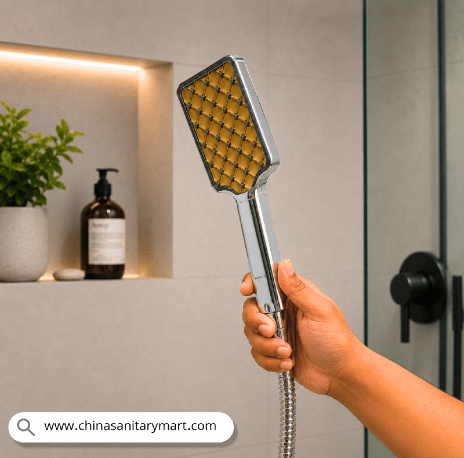 China Glass Hand Shower Set ABS, Hand Shower Set, ABS Hand Shower, Bathroom Hand Shower, Chrome Hand Shower, Gold Face Hand Shower, Shower Spray Head, Handheld Shower Head