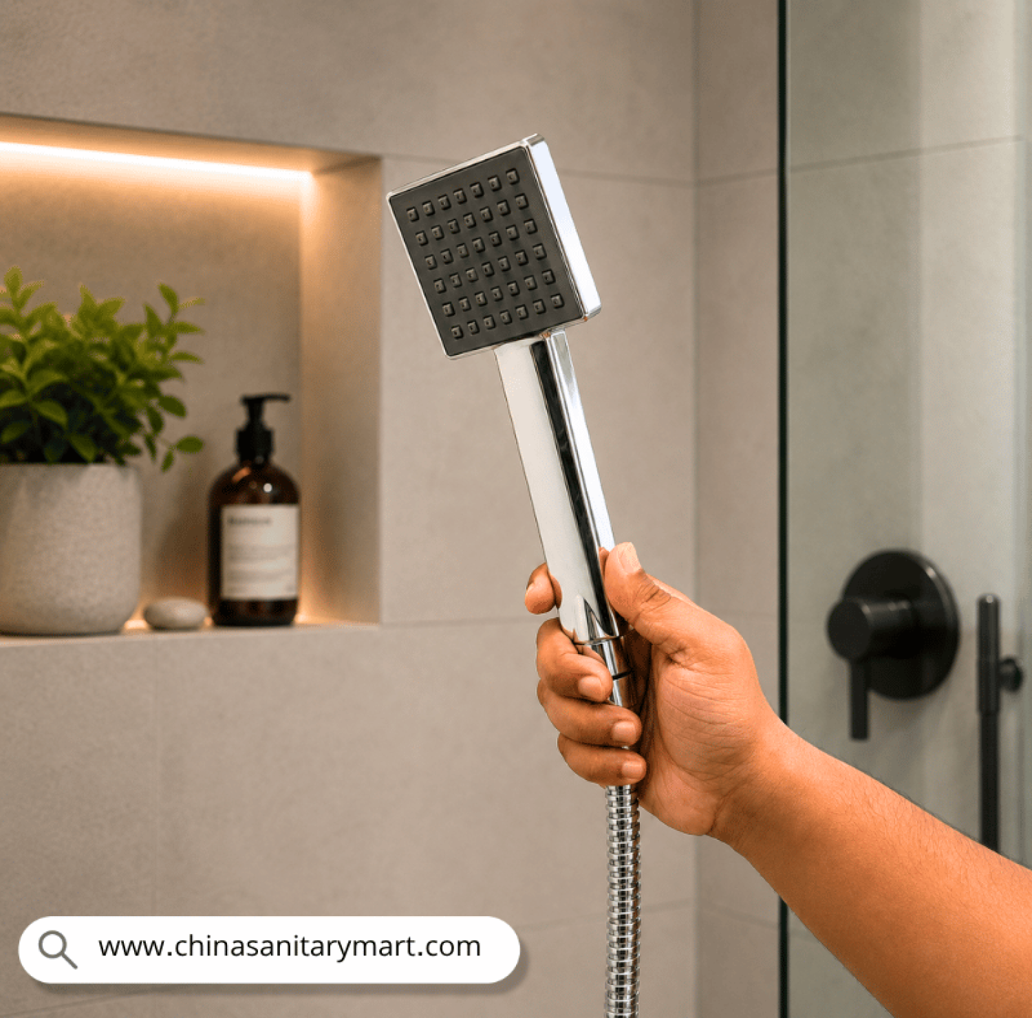 Mel Hand Shower Set ABS, ABS Hand Shower, Square Hand Shower, Chrome Hand Shower, Bathroom Hand Shower, Hand Shower Set, Shower Spray Head, Handheld Shower Head