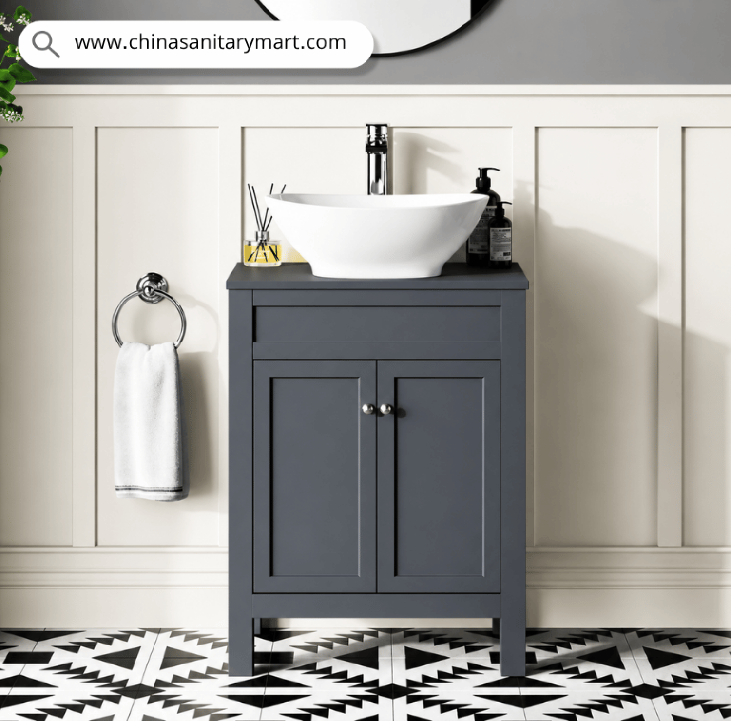 Slate gray bathroom vanity, gray cabinet with Top Basin