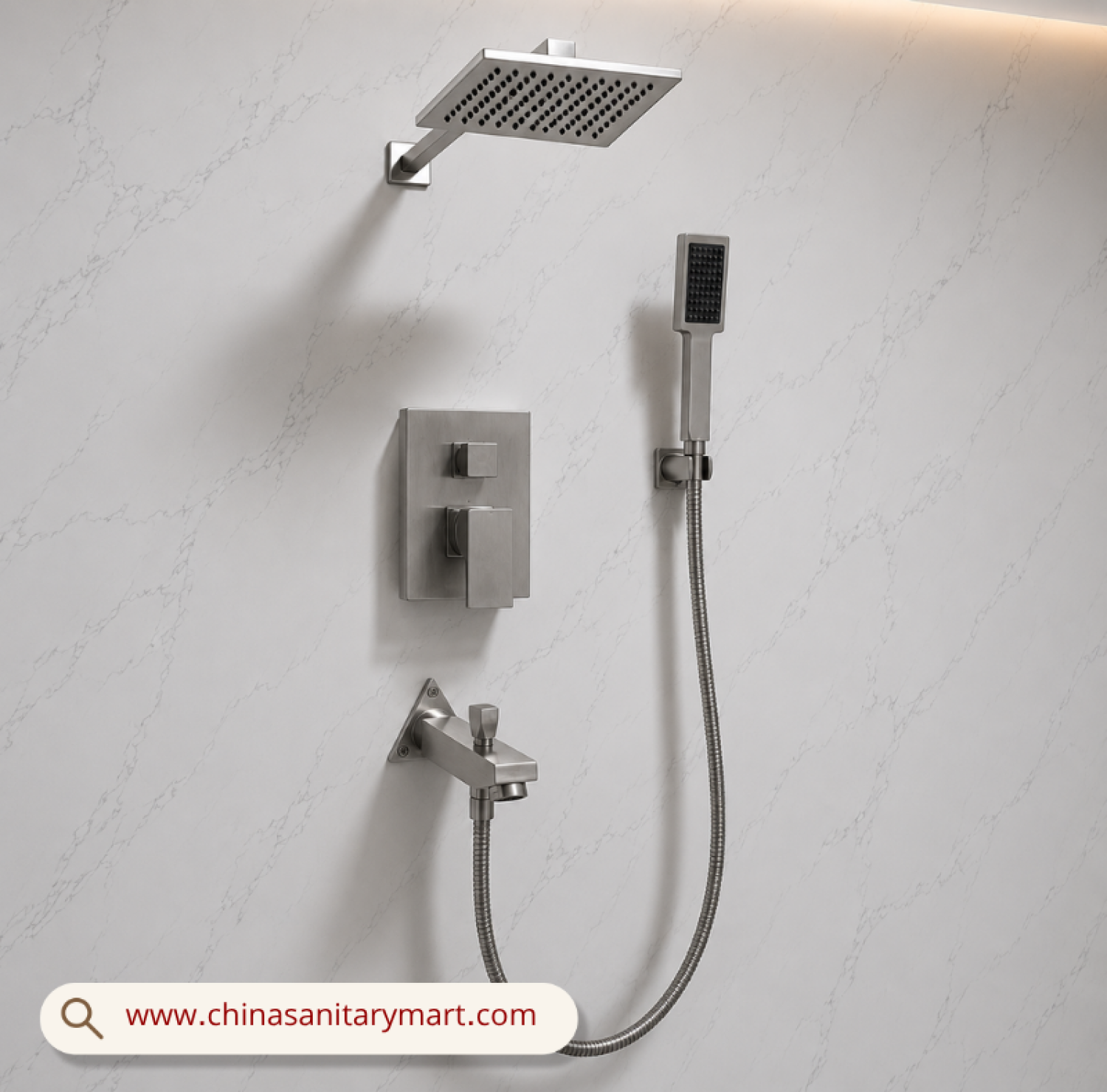 Conceal Shower Mixer SS Matte, Four Way Shower Mixer, 3 Function Shower Mixer, Brass Conceal Shower Mixer, SS Shower Mixer, Shower Set Bangladesh, Hand Shower Set, Bathroom Shower Mixer