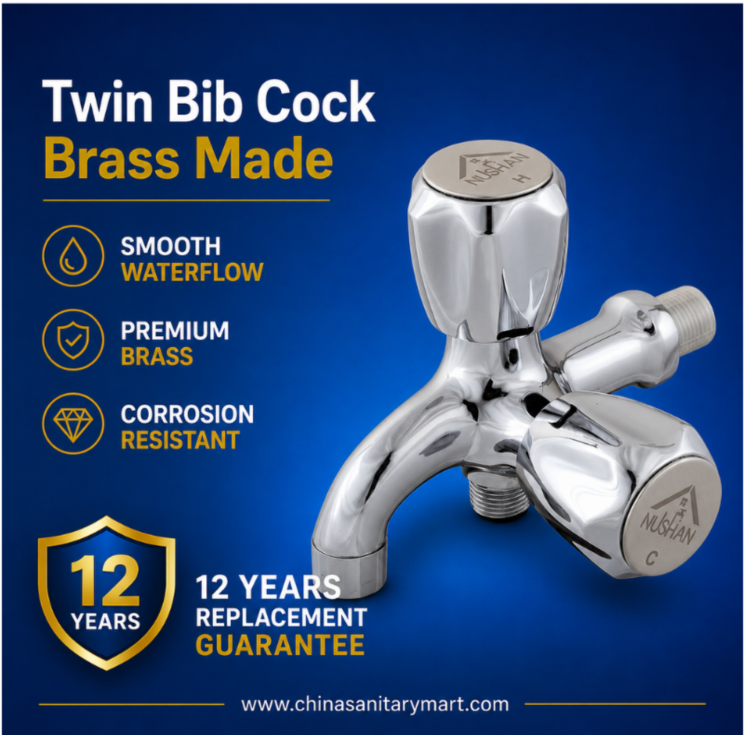 Bib cock, 2 in 1 bib cock, twin bib cock