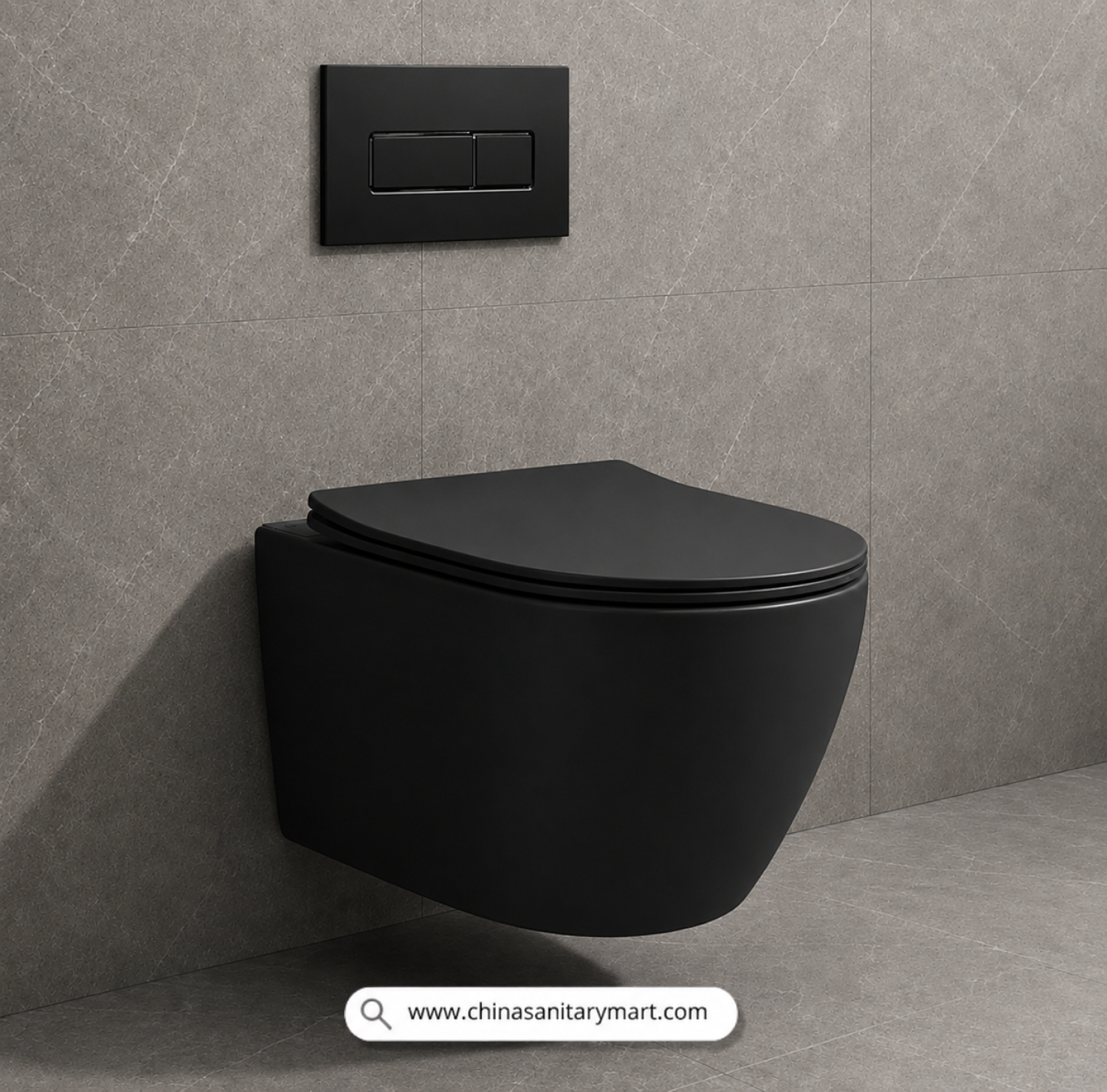 Round Matte Black Wall Hung Commode