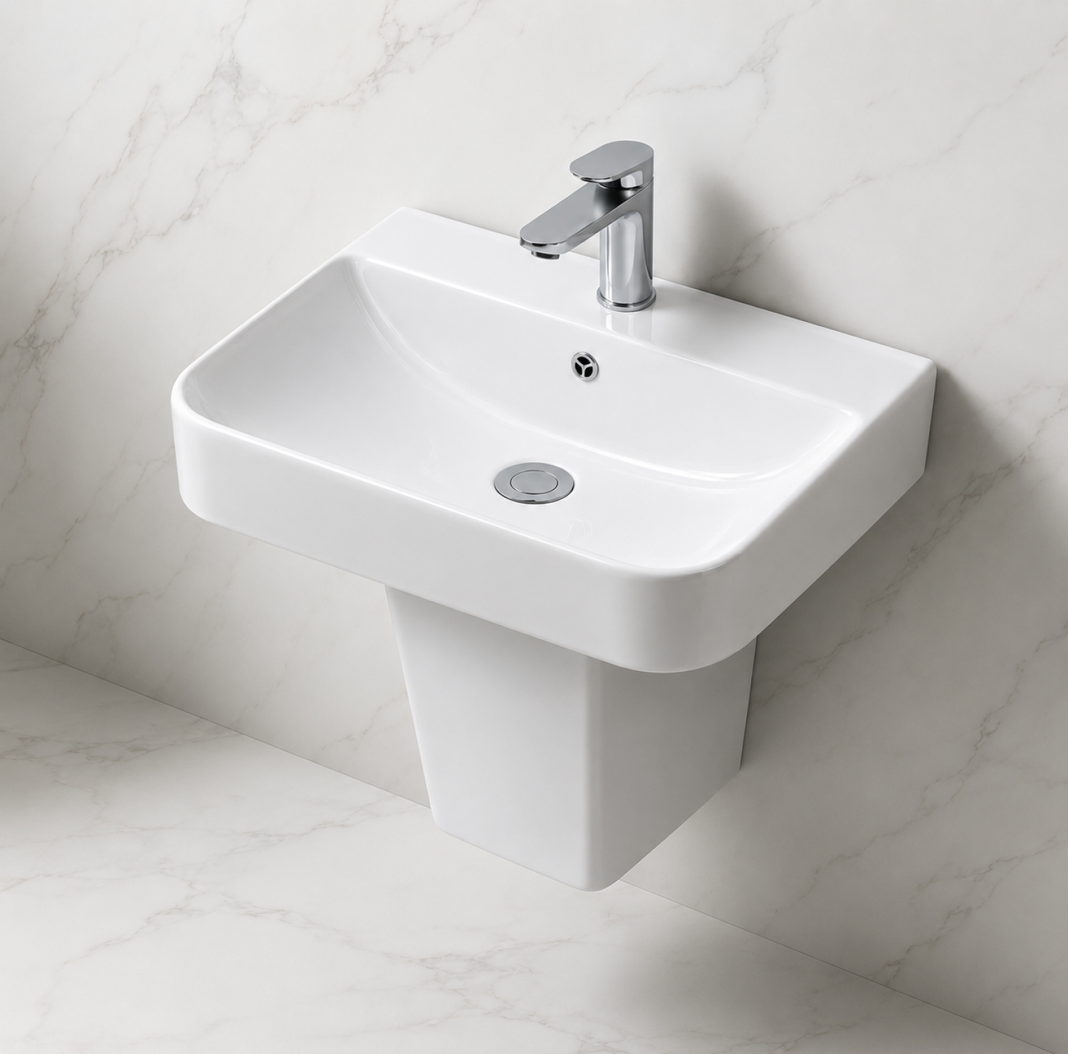 wall hung basin, half pedestal basin, pedestal basin