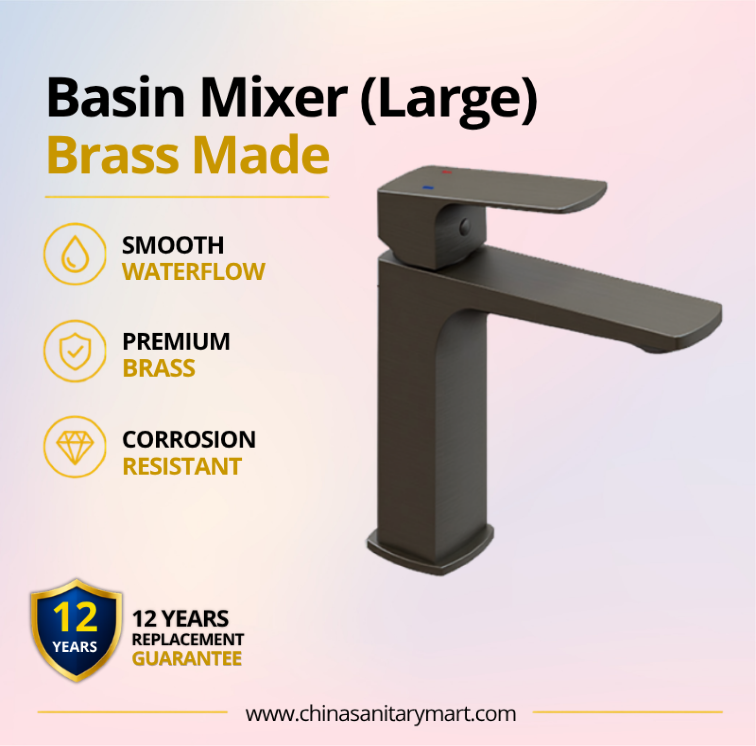 AST basin mixer large Titan, premium brass basin mixer, Titan bathroom faucet, large basin faucet, hot cold basin mixer, basin mixer, modern bathroom faucet