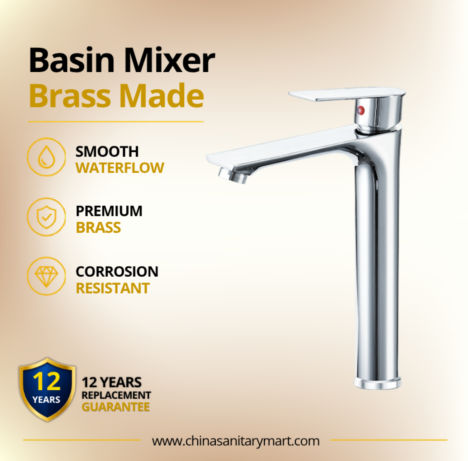 AST basin mixer large square, chrome basin mixer, premium brass basin faucet, large bathroom faucet, hot cold basin mixer, basin mixer, square design basin faucet, modern chrome bathroom mixer, China Sanitary Mart