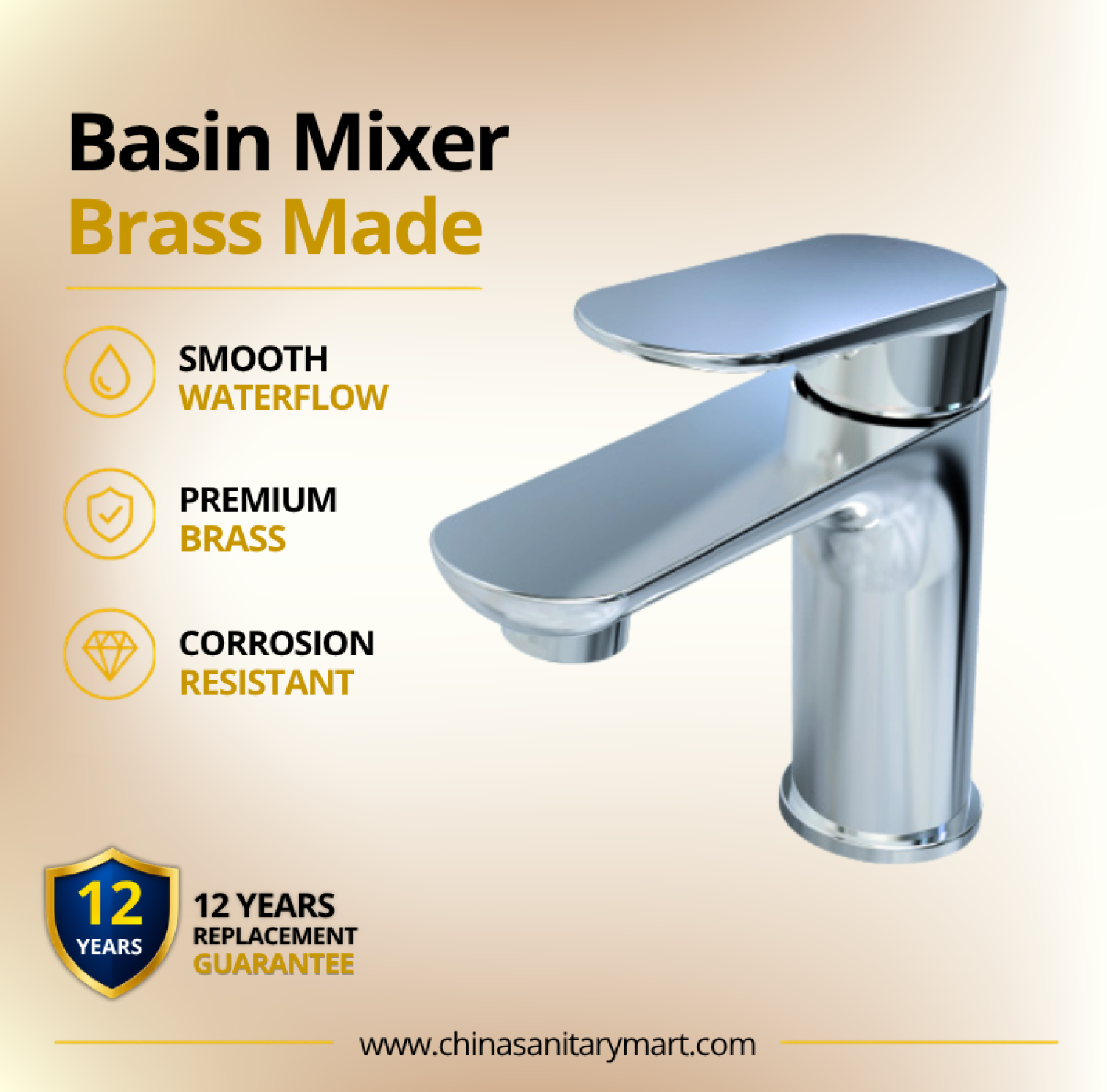 AST basin mixer small Midas, Midas chrome basin mixer, small brass basin faucet, premium bathroom faucet, vanity basin mixer, modern chrome faucet, hot cold basin mixer, single lever basin faucet, China Sanitary Mart
