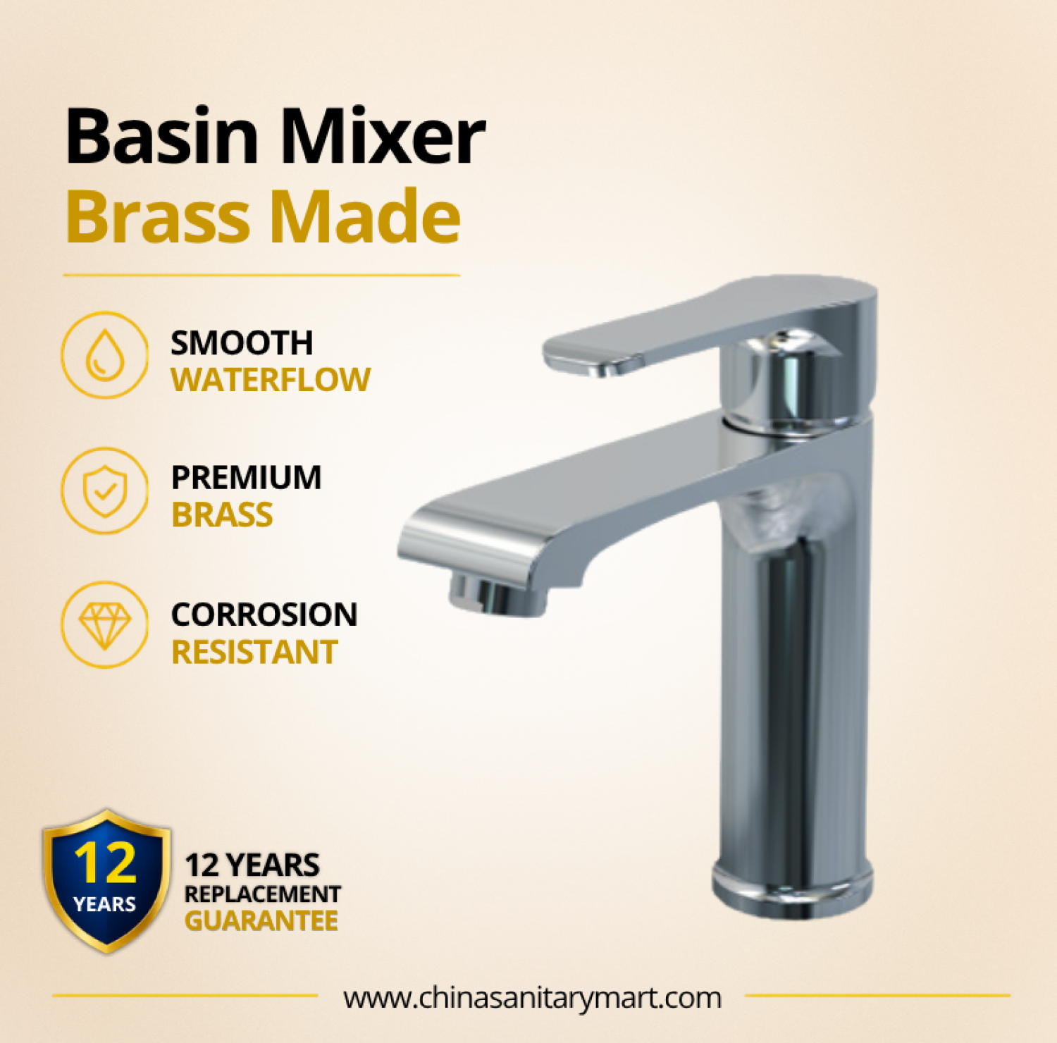 AST basin mixer small Linus, Linus chrome basin mixer, small brass basin faucet, premium bathroom faucet, vanity basin mixer, modern chrome faucet, hot cold basin mixer, single lever basin faucet, China Sanitary Mart