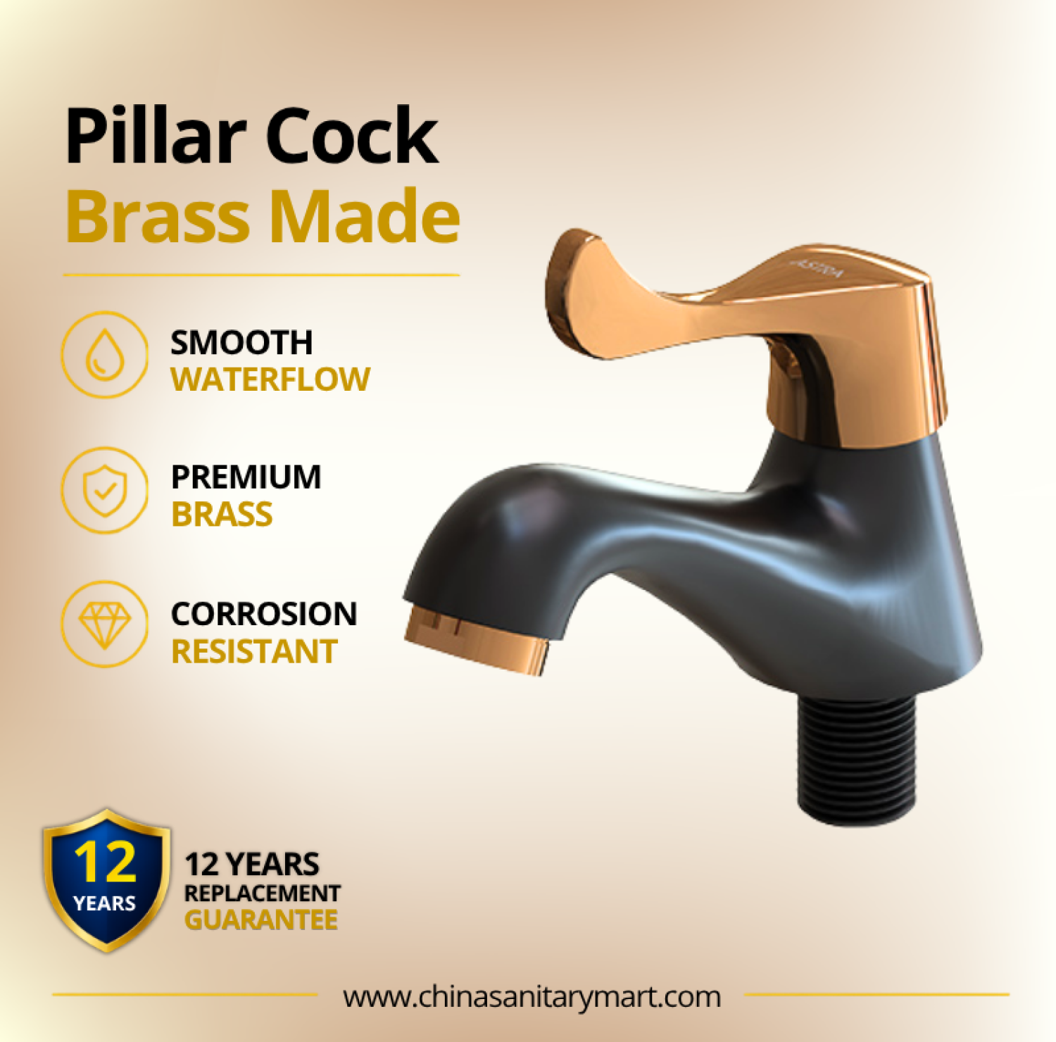 AST Neo Rose Gold Black pillar cock, rose gold black basin faucet, premium brass pillar cock, Neo bathroom faucet, single lever basin cock, luxury basin faucet, rose gold basin cock, black brass faucet, AST pillar cock