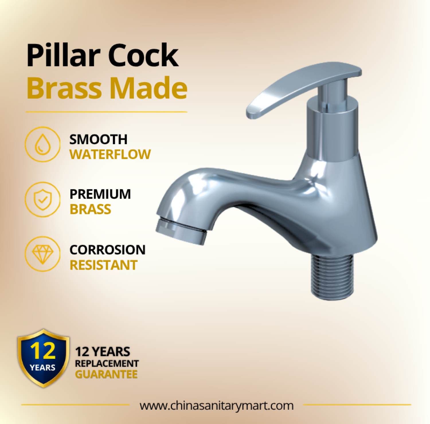 AST Basin Pillar Cock Felis, Felis Chrome basin faucet, premium brass pillar cock, single lever basin faucet, chrome wash basin cock, AST Felis faucet, modern bathroom pillar cock, curved chrome basin faucet, premium bathroom faucet