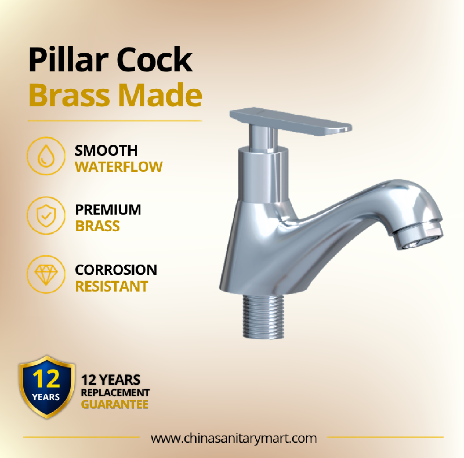 AST Basin Pillar Cock Alena, Alena Chrome basin faucet, premium brass pillar cock, single lever basin faucet, chrome wash basin cock, AST Alena faucet, modern bathroom pillar cock, curved chrome basin faucet, premium bathroom faucet