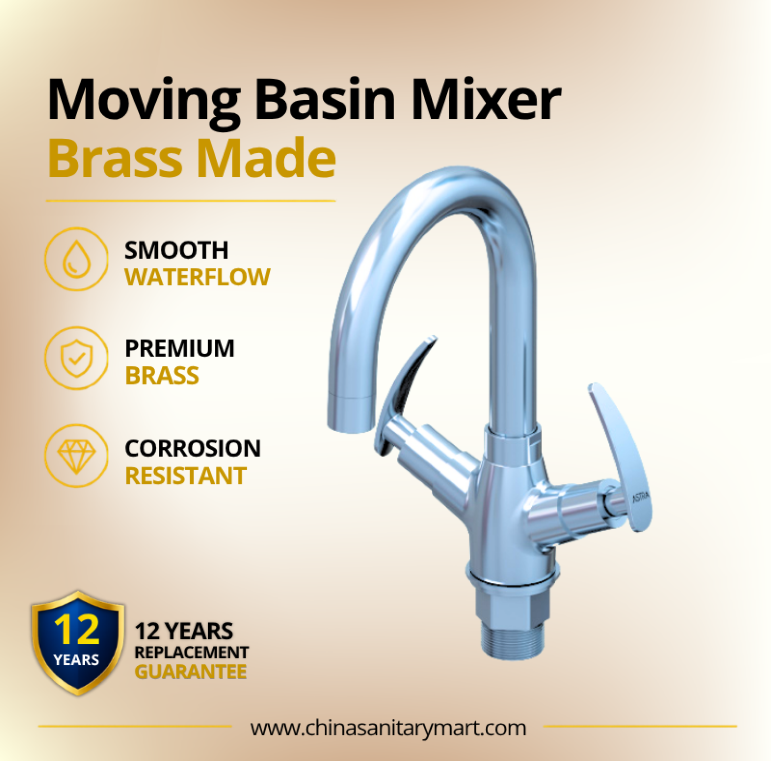 AST Moving Basin Mixer Felis Chrome, Felis moving basin faucet, chrome dual handle basin mixer, premium brass basin tap, moving swivel spout faucet, AST Felis bathroom faucet, modern basin mixer