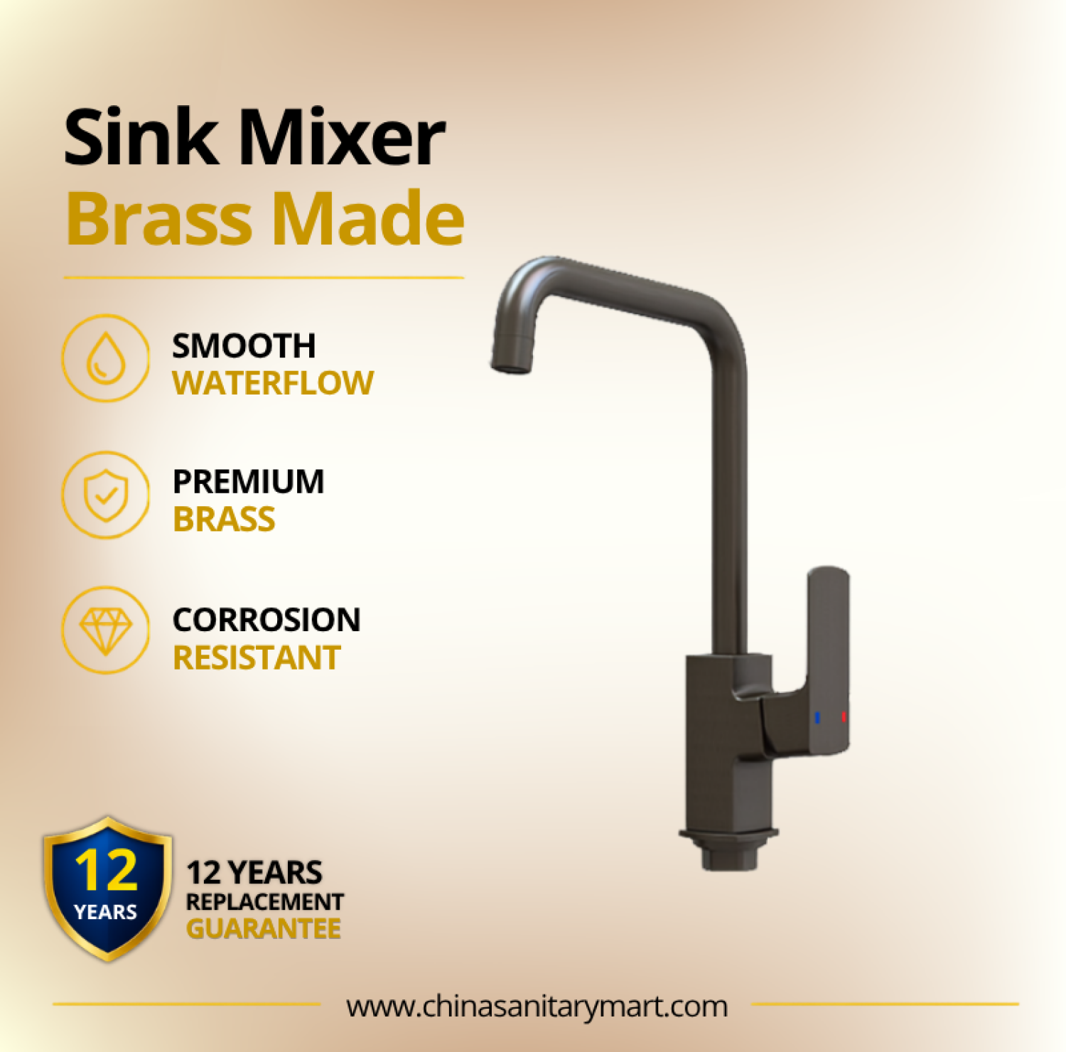 AST Sink Mixer Floor Mounted Titan, Titan kitchen sink mixer, premium brass kitchen faucet, high arc sink tap, single lever kitchen mixer, AST Titan kitchen faucet, modern kitchen tap, China Sanitary Mart