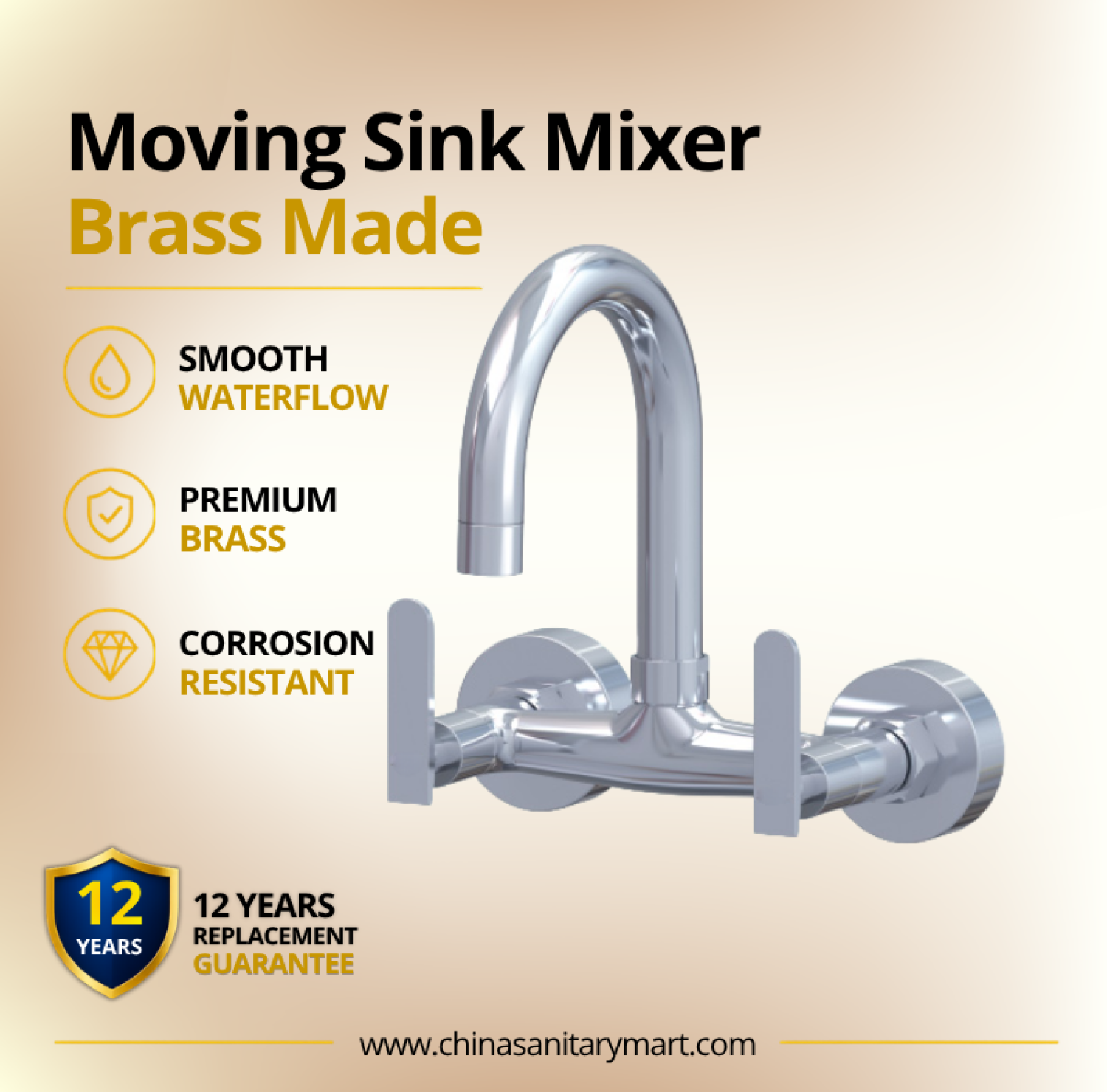 AST Moving Sink Mixer Alena, Alena Chrome kitchen mixer, wall mounted moving sink mixer, premium brass kitchen faucet, high arc moving sink tap, dual handle sink mixer, Chrome kitchen tap, AST Alena kitchen faucet