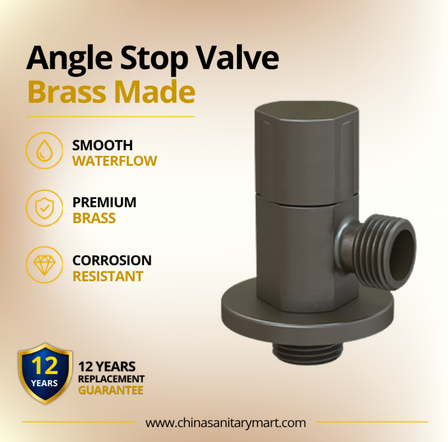 AST angle stop valve, AST Titan angle valve, Titan stop valve, brass angle stop valve, bathroom stop valve, water control valve, plumbing angle valve, dark angle valve, gunmetal stop valve, brass water valve