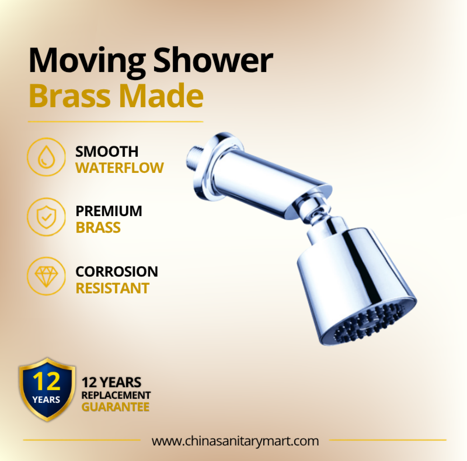 Ast Moving Shower Deluxe, brass moving shower, adjustable shower head, chrome moving shower, deluxe shower, bathroom shower, wall mounted shower, Ast brass shower head
