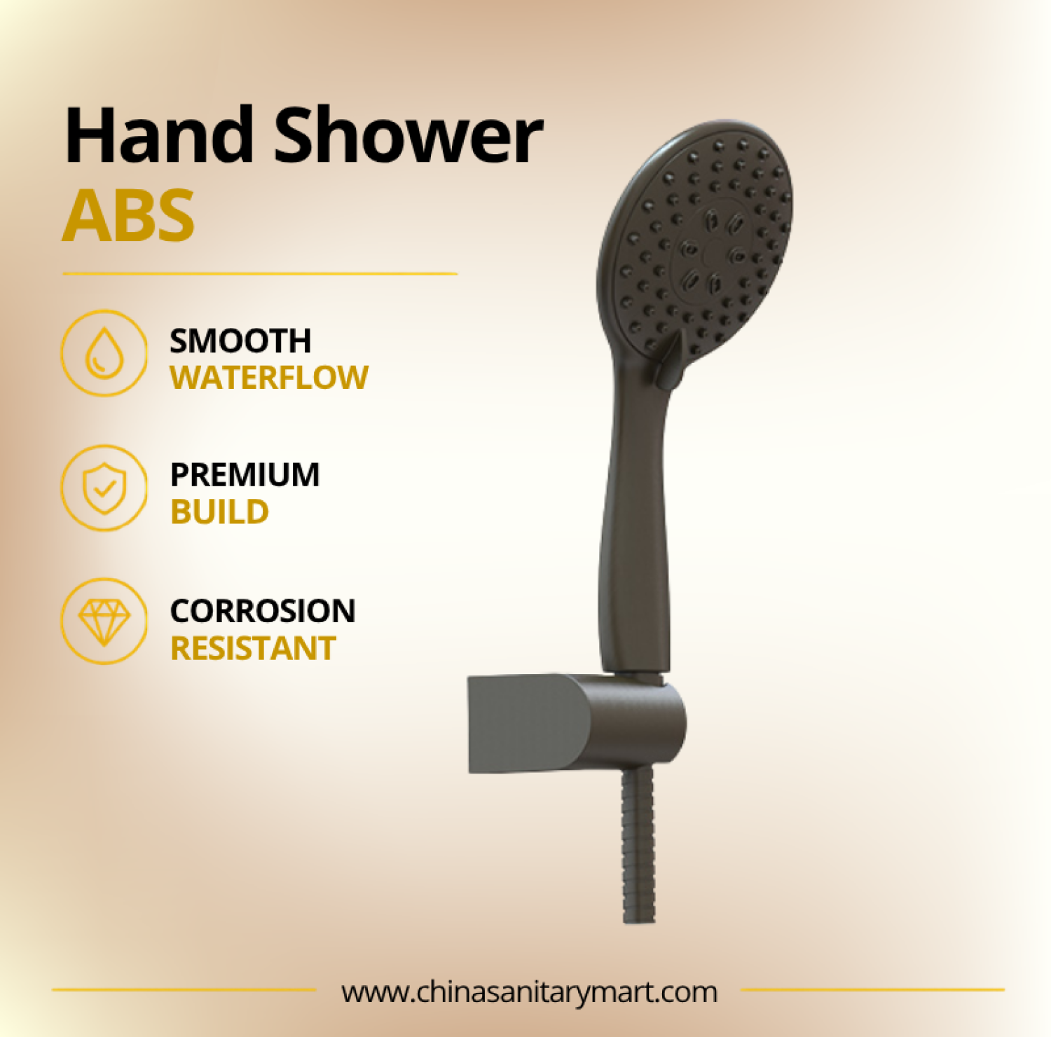 Ast Hand Shower Titan, Titan ABS hand shower, dark hand shower, round shower head, handheld shower, bathroom shower, ABS shower head, premium Titan hand shower