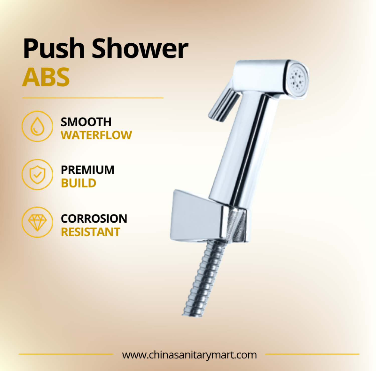 Ast Toilet Push Shower Deluxe, ABS toilet push shower, Ast health faucet, push health faucet, toilet hand shower, chrome health faucet, bathroom push shower, deluxe toilet shower