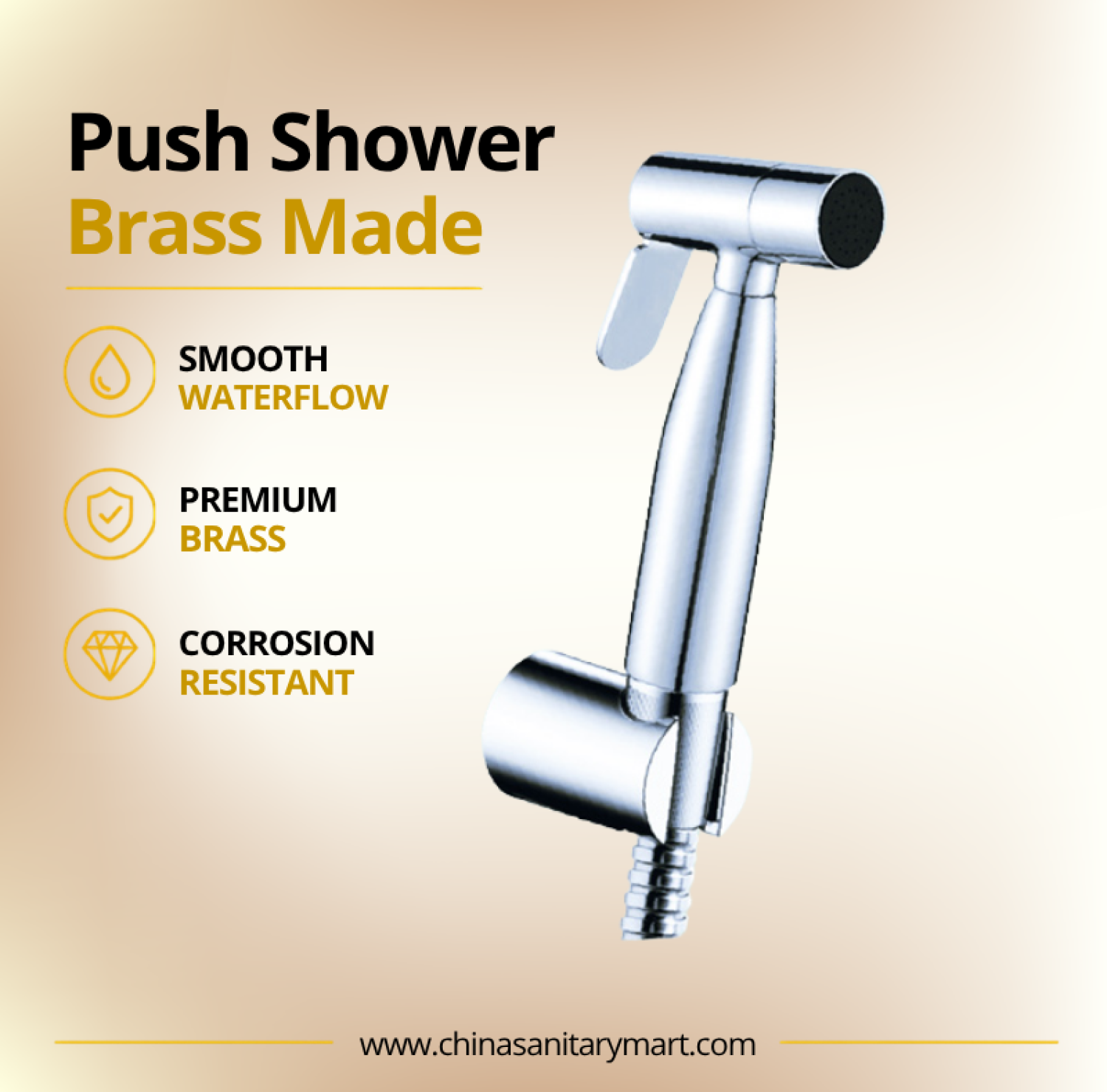Ast Toilet Push Shower Elite, brass toilet push shower, Ast health faucet, brass health faucet, push health faucet, toilet hand shower, chrome bathroom shower, Ast brass push shower